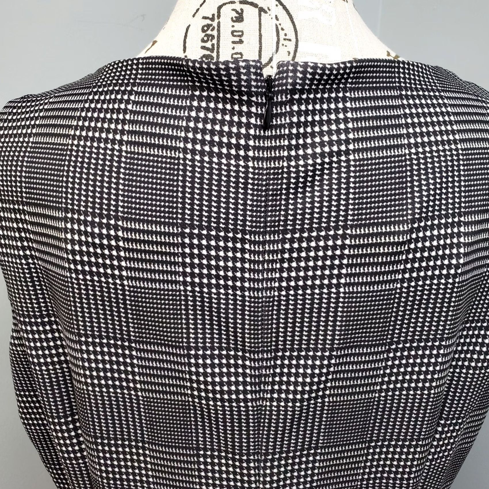 Calvin Klein Calvin Klein Starburst Sheath Dress Womens 14 White Black Houndstooth Back Zip Size XL / US 12-14 / IT 48-50 - 6 Thumbnail