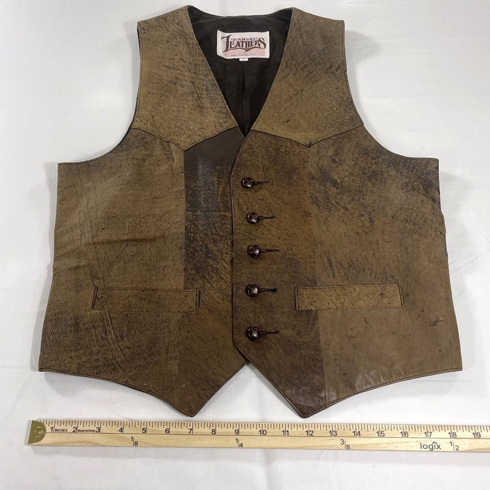 Vintage VINTAGE Diamond Leathers Vest Men 42 Brown Leather Biker Western Made In USA Diamond Leathers Vest Mens Brown Leather Vest 42 Size US XS / EU 42 / 0 - 7 Thumbnail