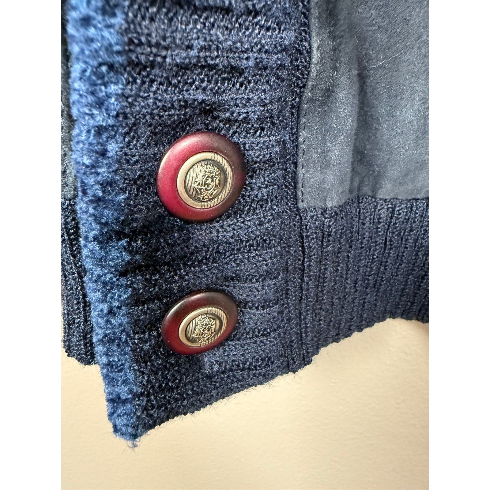 Designer Vintage Giuly & Paul Suede & Merino Cardigan-Italy size 46/M Size US M / EU 48-50 / 2 - 6 Thumbnail