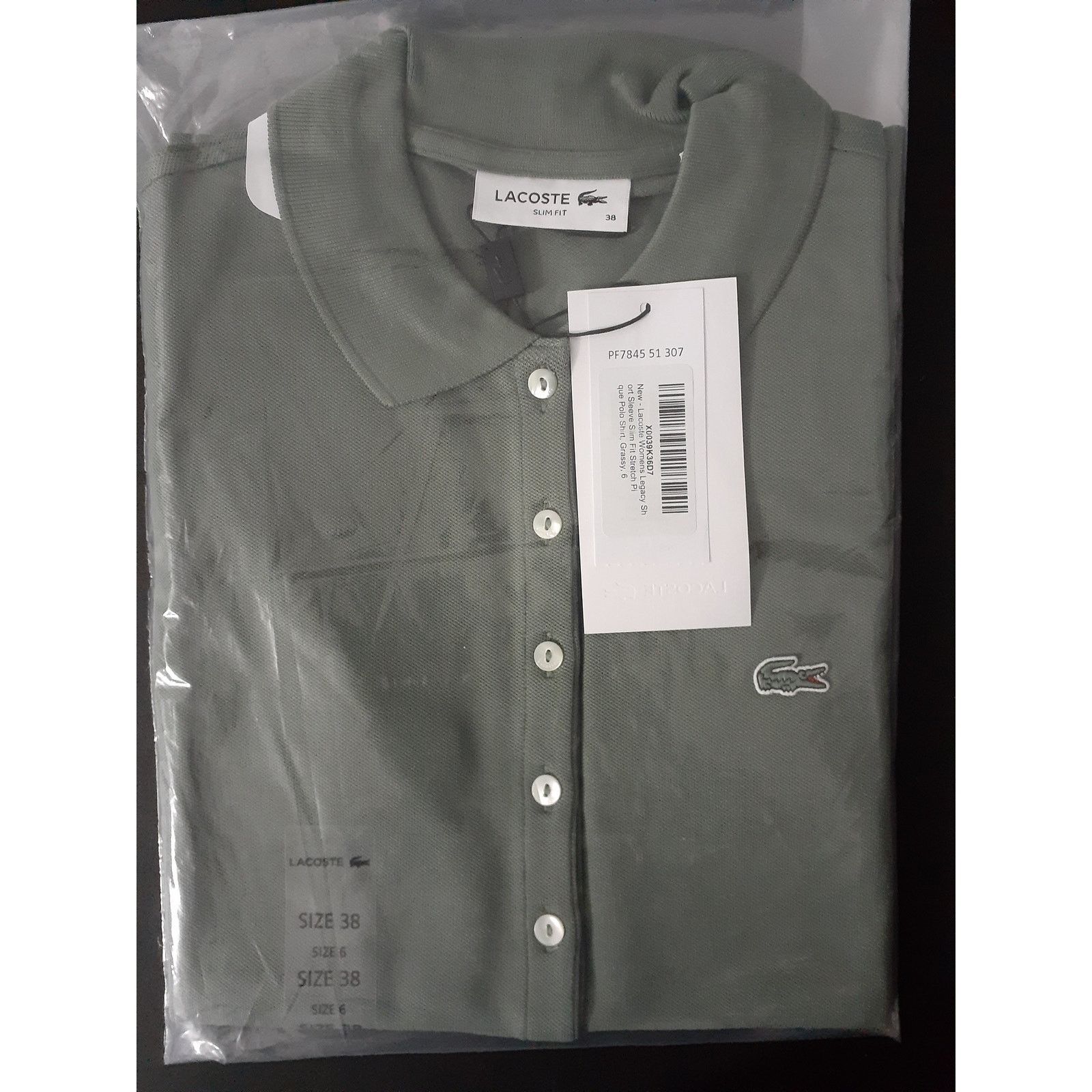Lacoste Lacoste Women's Short Slim Fit Stretch Polo Shirt Grassy 6 Size M / US 6-8 / IT 42-44 - 2 Thumbnail