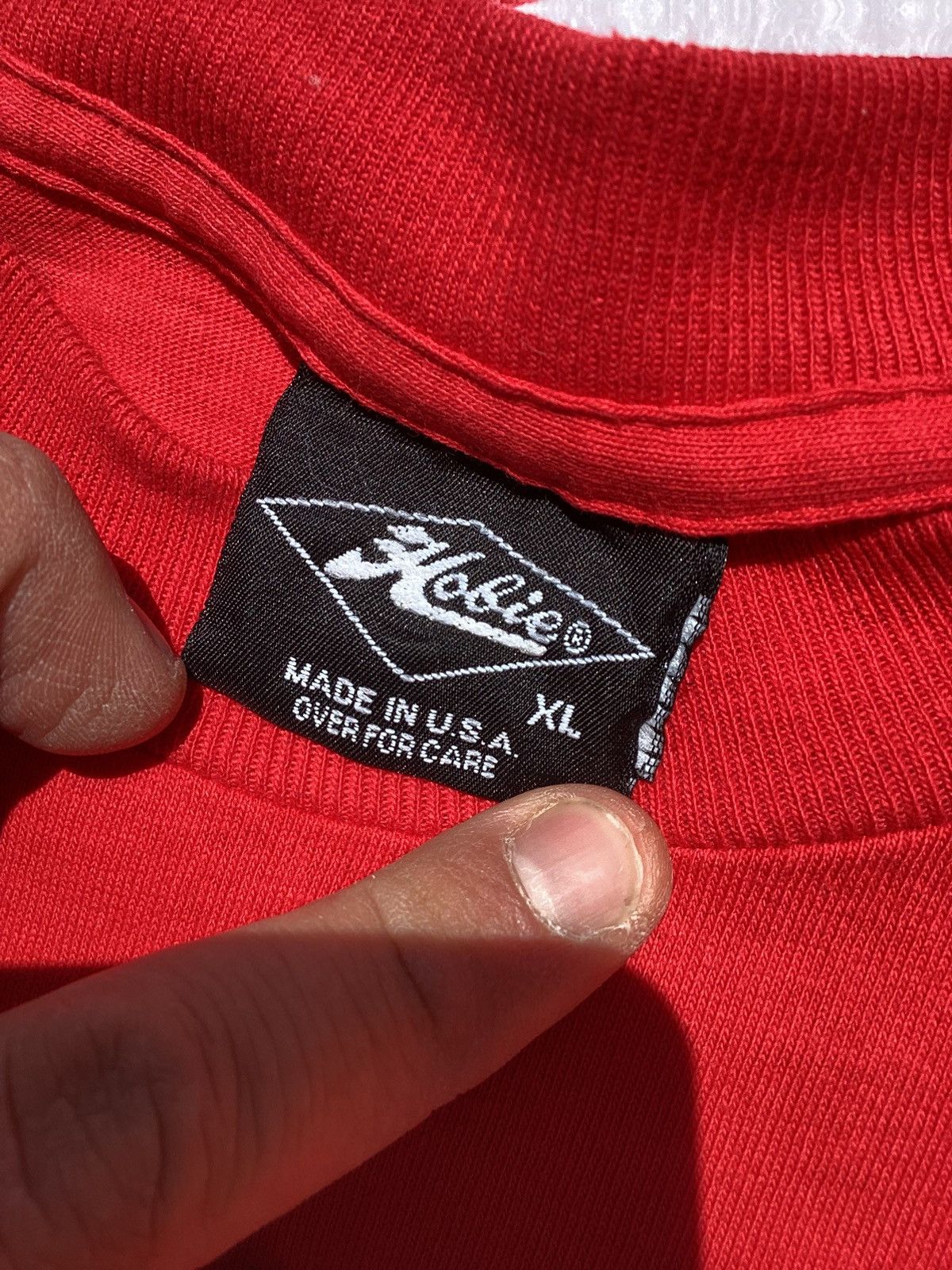 Vintage Vintage 1990 Hobbie water sport single stitch, red T-shirt Size US XL / EU 56 / 4 - 5 Thumbnail