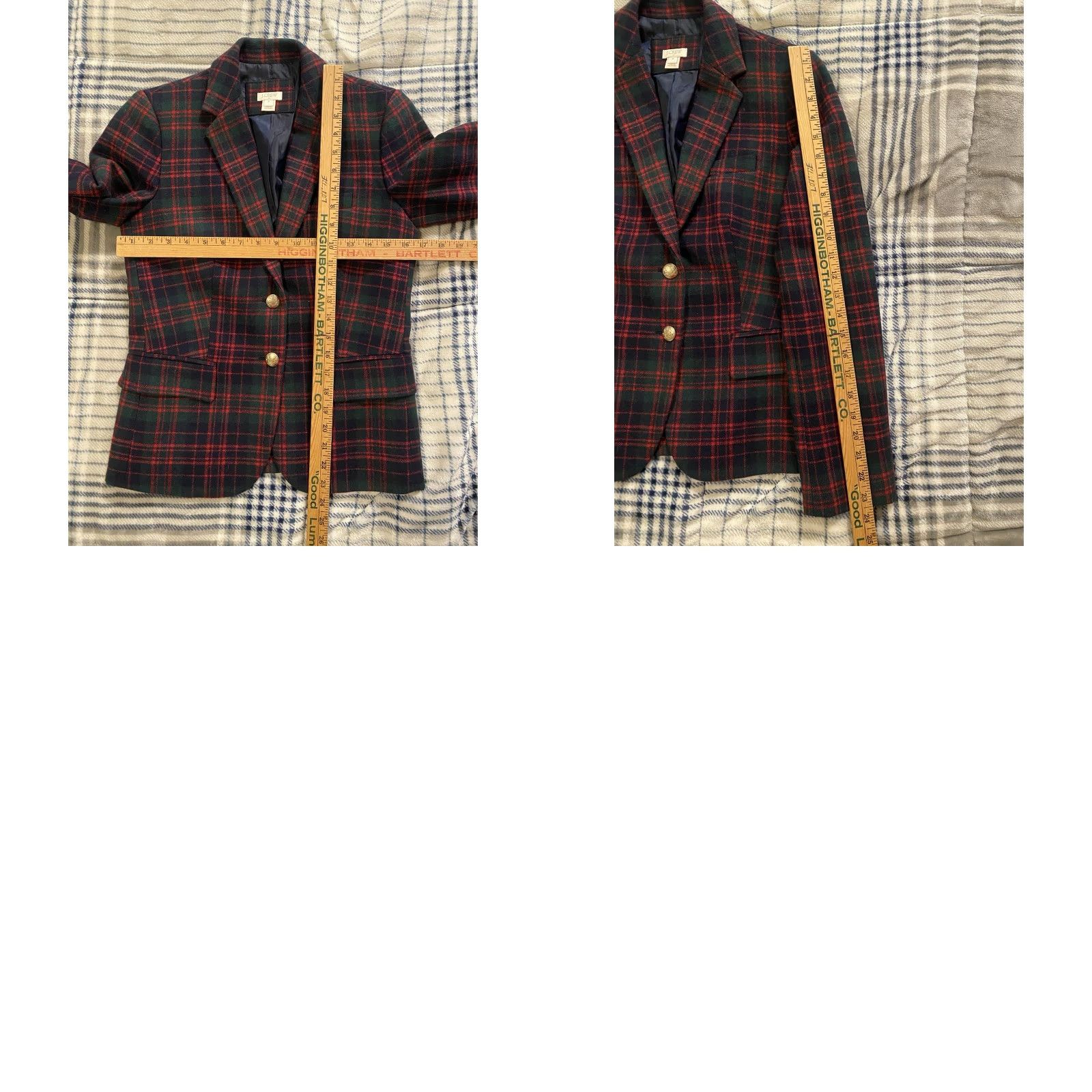 J.Crew VINTAGE J.CREW Blazer Jacket Plaid Wool Blend Red Green Size 0 Notch Lapel Womens Size XS / US 0-2 / IT 36-38 - 8 Thumbnail