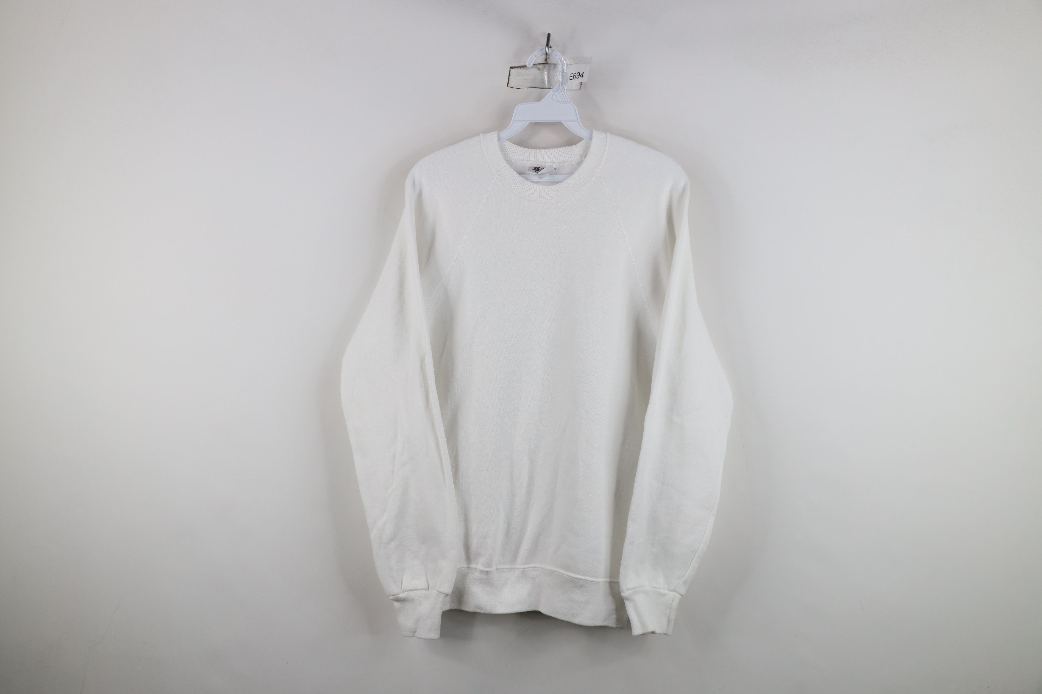 Vintage Vintage 90s Streetwear Blank Crewneck Sweatshirt White USA Size M / US 6-8 / IT 42-44 - 1 Thumbnail