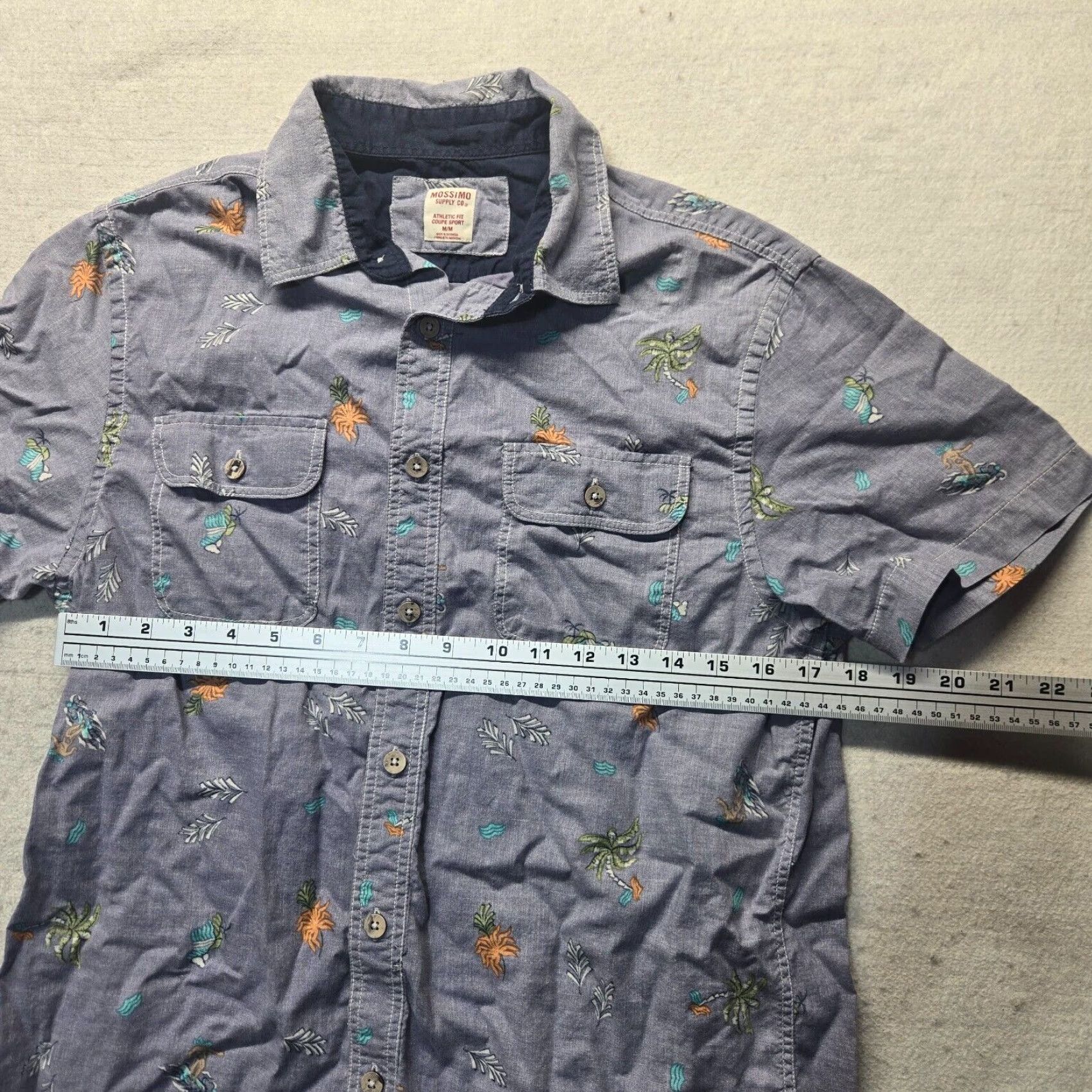 Mossimo Mossimo Button-Up Shirt Blue Hawaiian Casual Men’s Size M Medium Short Sleeve Cotton Button-Front 90s Theme, Hawaiian Shirt Mens Size US M / EU 48-50 / 2 - 3 Thumbnail