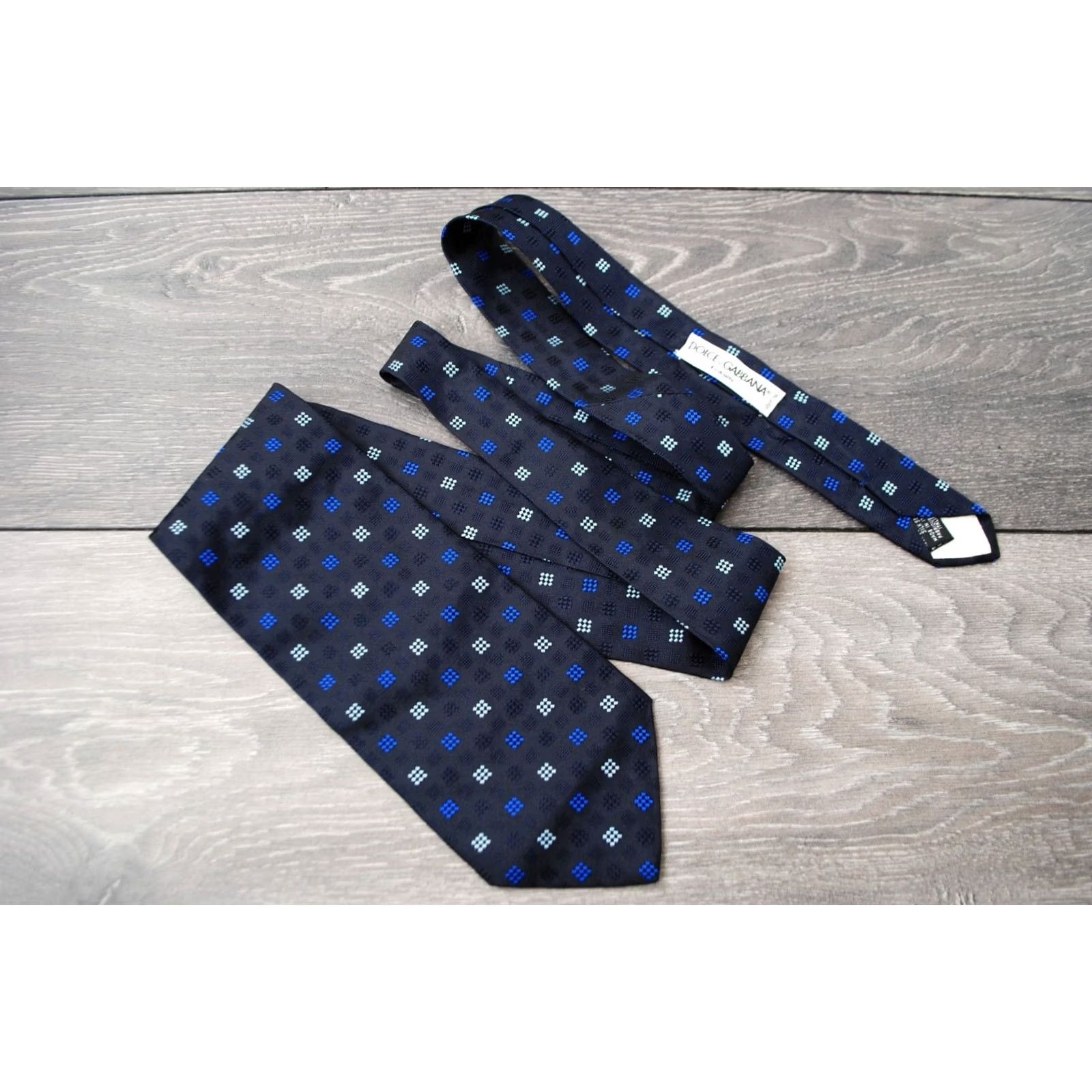 Dolce & Gabbana DOLCE&GABBANA DARK BLUE GEOMETRIC PATTERN 100% SILK TIE MENS NECKTIE ITALY Size ONE SIZE - 2 Thumbnail