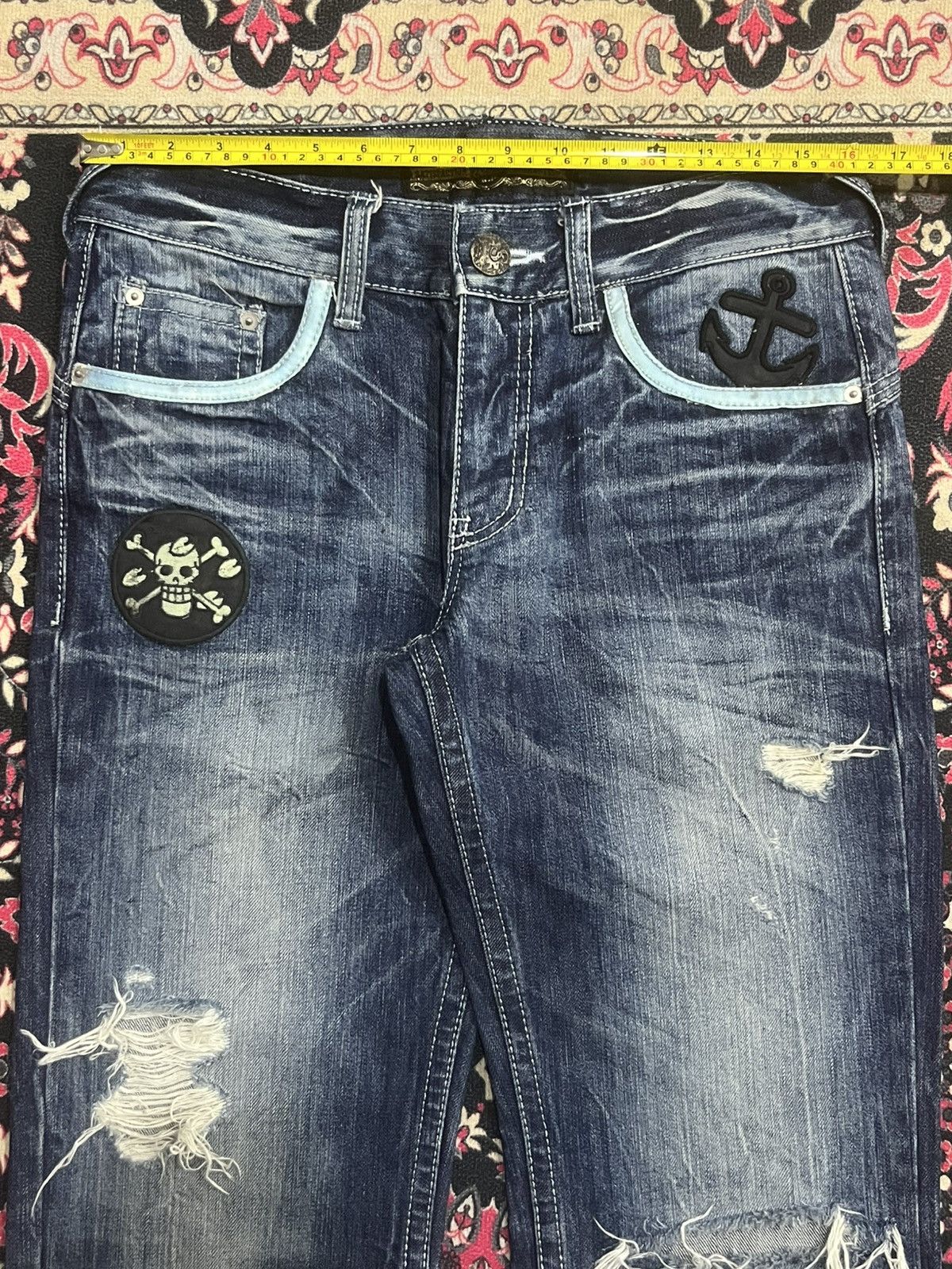 Bounty Hunter Studio RP “One Piece Luffy & Nakama” Blue Thunder Rip Jeans Size US 30 / EU 46 - 15 Thumbnail