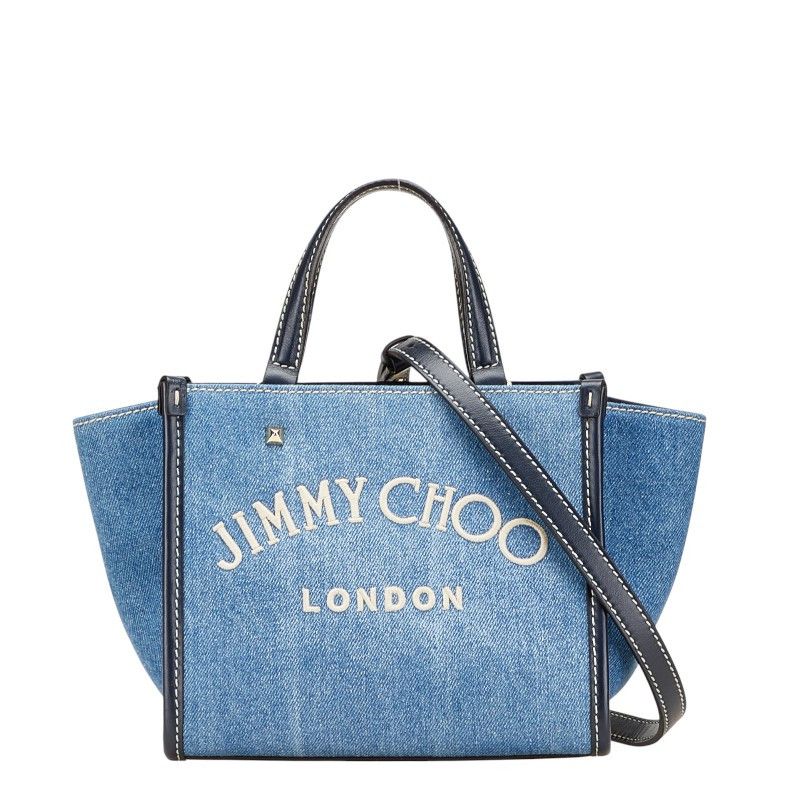 Jimmy Choo JIMMY CHOO Varenne Tote Small Denim Leather 2way Bag Denim Shoulder Bag DUTY FREE for USA