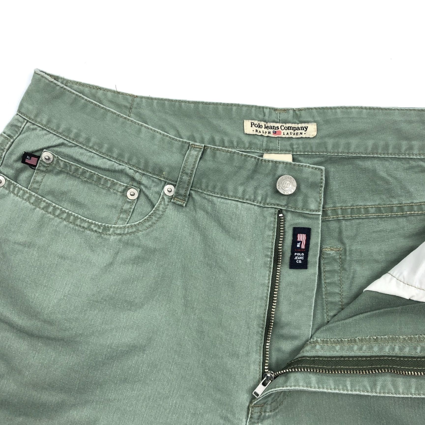 Vintage Polo Jeans Company Ralph Lauren Women Green 14 36x25 Cotton High Rise Straight Jeans Size 36" / US 14 / IT 50 - 5 Thumbnail