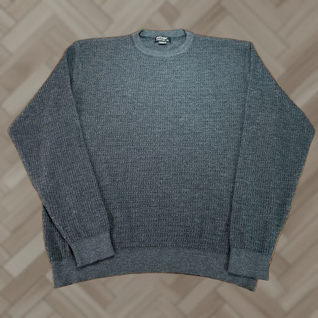 Croix Sweater Mens XL Gray Cashmere Wool Silk Pullover Crew