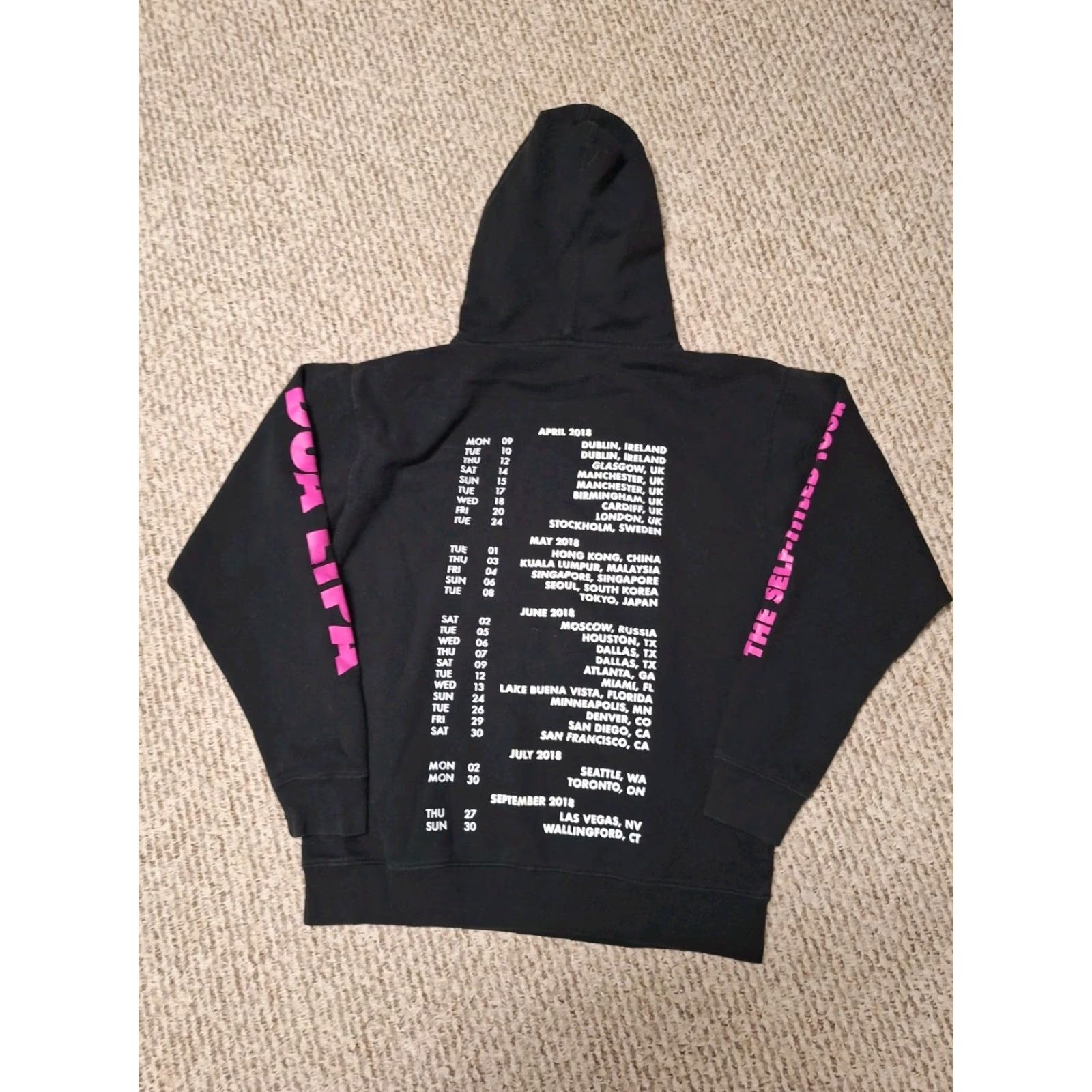 Vintage DUA Lipa Self-Titled Tour Hoodie M Black Pullover Sweatshirt Logo Graphic Print Hooded Pockets Men Size US M / EU 48-50 / 2 - 3 Thumbnail