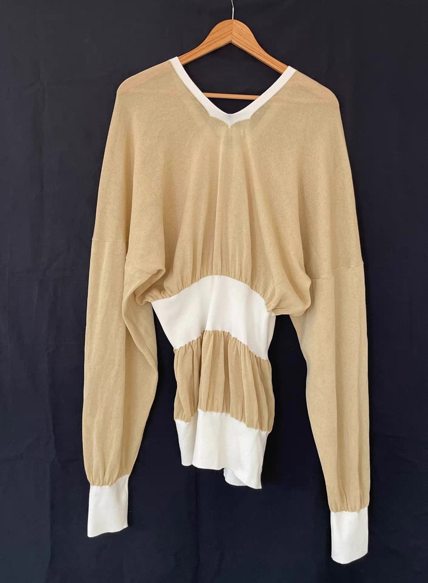 Sulvam Sulvam 20SS Men's V-neck Waist-twisted Knit Sweater Ｑ21 Size US M / EU 48-50 / 2 - 2 Thumbnail