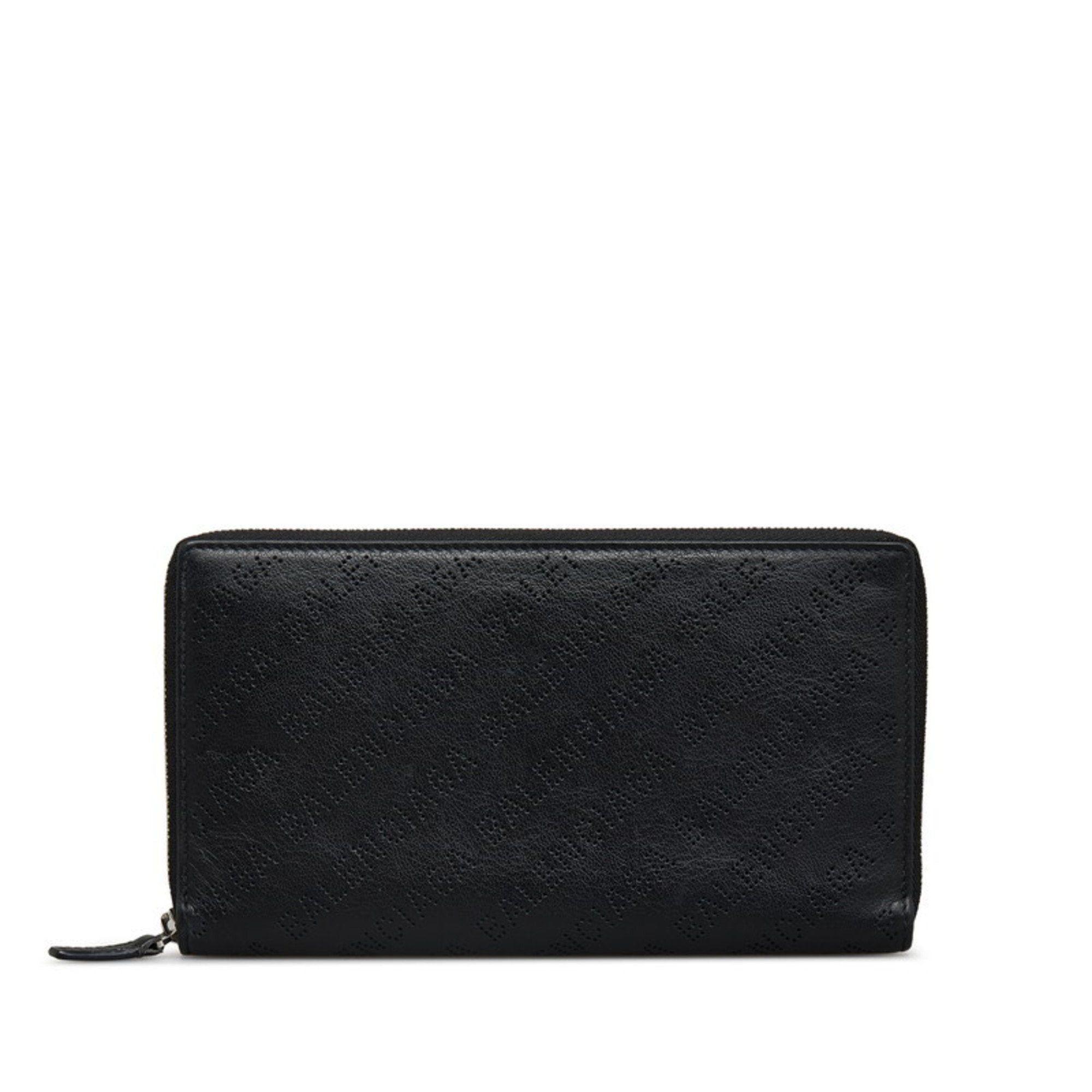 image of Balenciaga Punching Round Long Wallet 594317 Black Leather Women's
