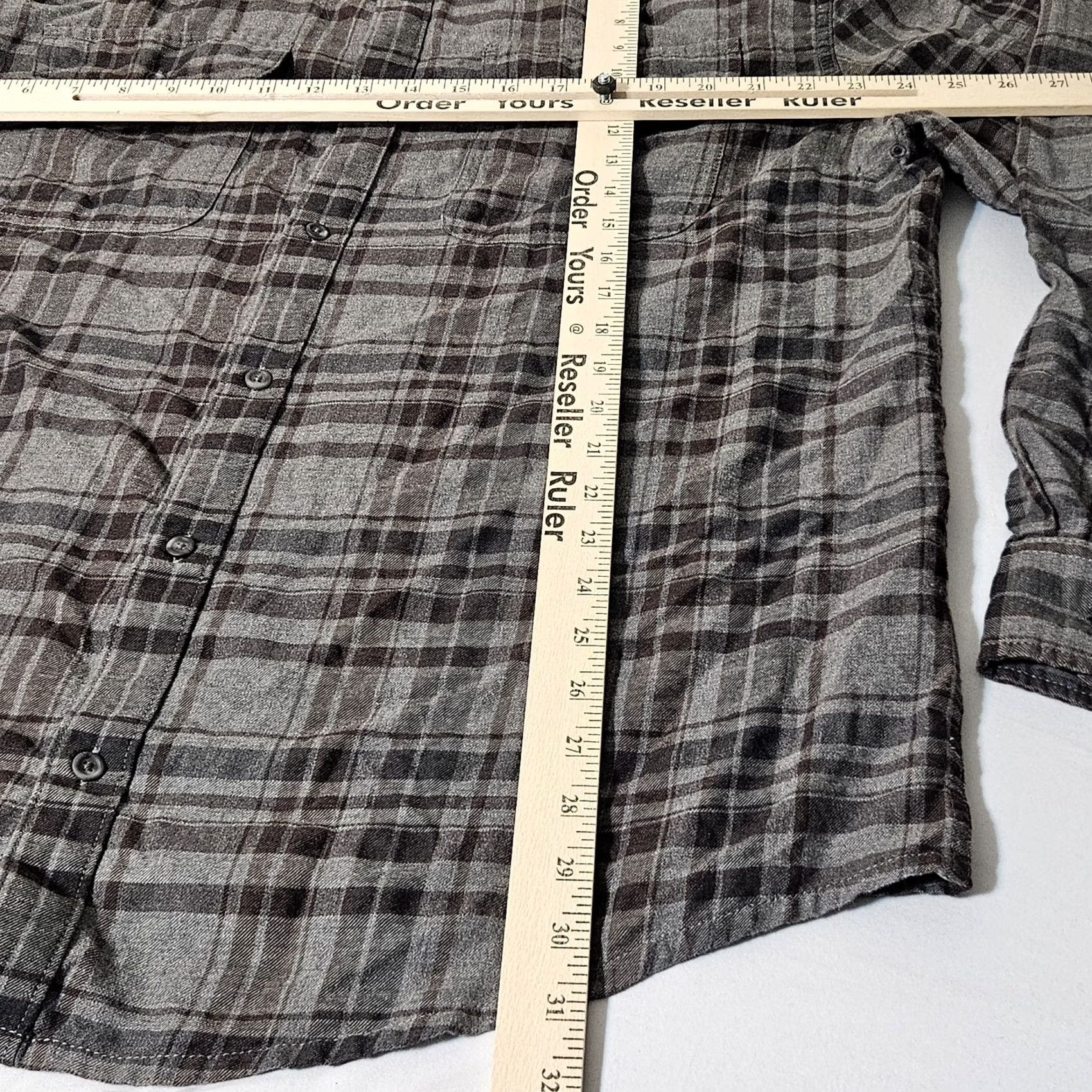 Prana Prana Shirt Mens XXL Gray Light Plaid Cotton Button-Up Long Sleeve Size US XXL / EU 58 / 5 - 3 Thumbnail