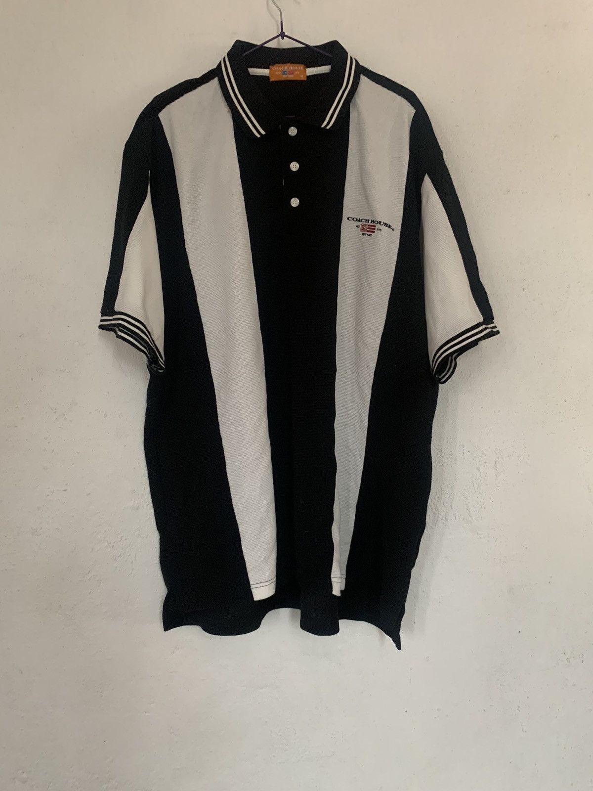 image of Vintage Coach House Polo Shirt in Black/White, Men's (Size 2XL)