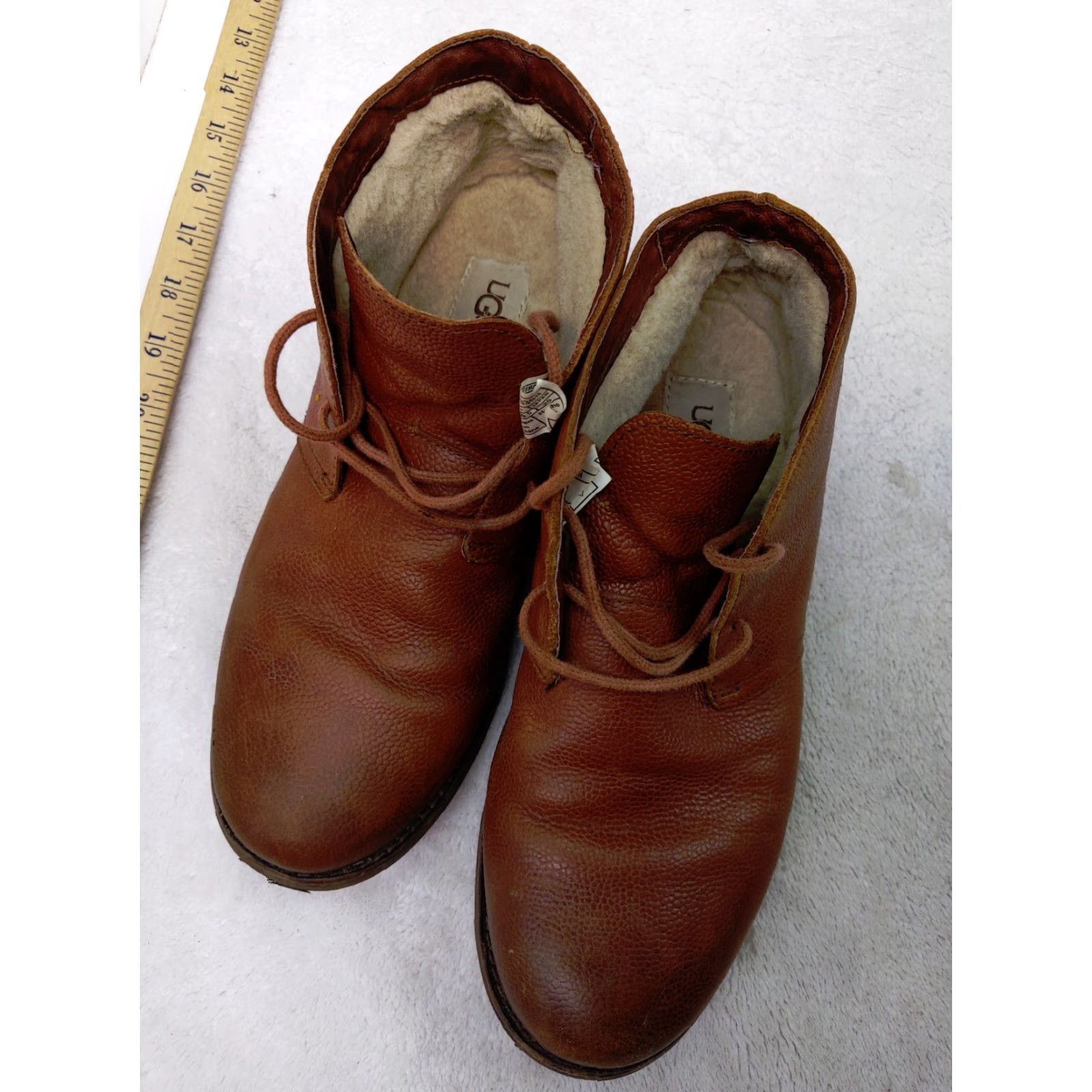 Ugg UGG Ankle Boots Womens 7 39.5 Brown Leather Lace Up Booties Shearling Mid N/A Womens Bootie Size US 6 / IT 36 - 2 Thumbnail
