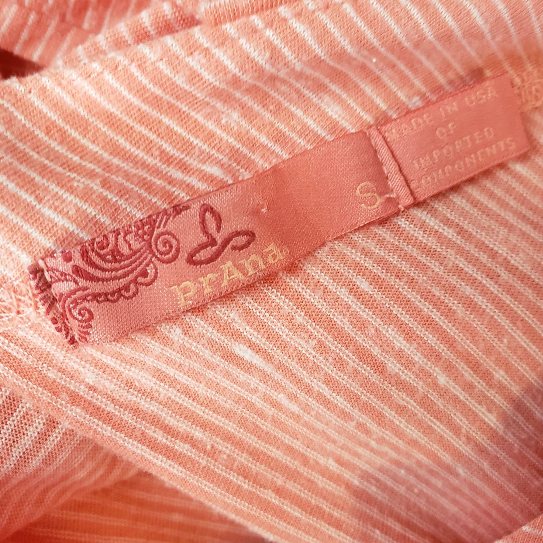 Prana Prana Womens Long Sleeve T-Shirt Size S Orange White Striped Casual Basic Shirt Womens Girls? Size S / US 4 / IT 40 - 5 Thumbnail