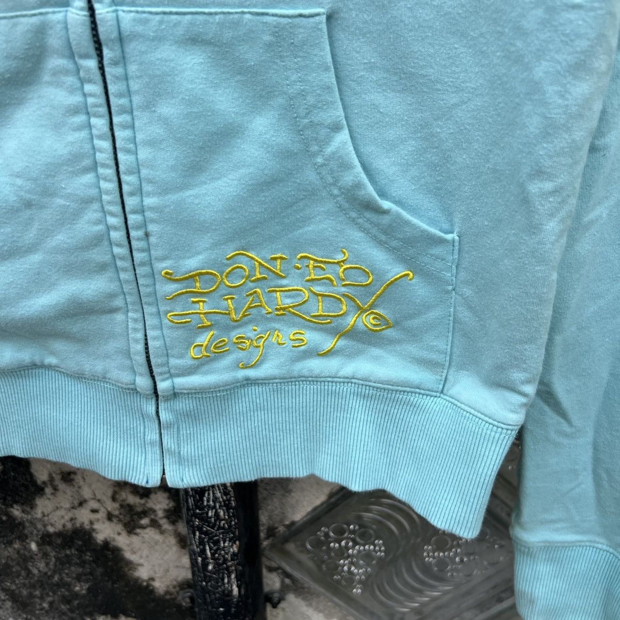 Ed Hardy “ED HARDY” NEON BLUE ZIP UP HOODIE Size XS / US 0-2 / IT 36-38 - 6 Thumbnail
