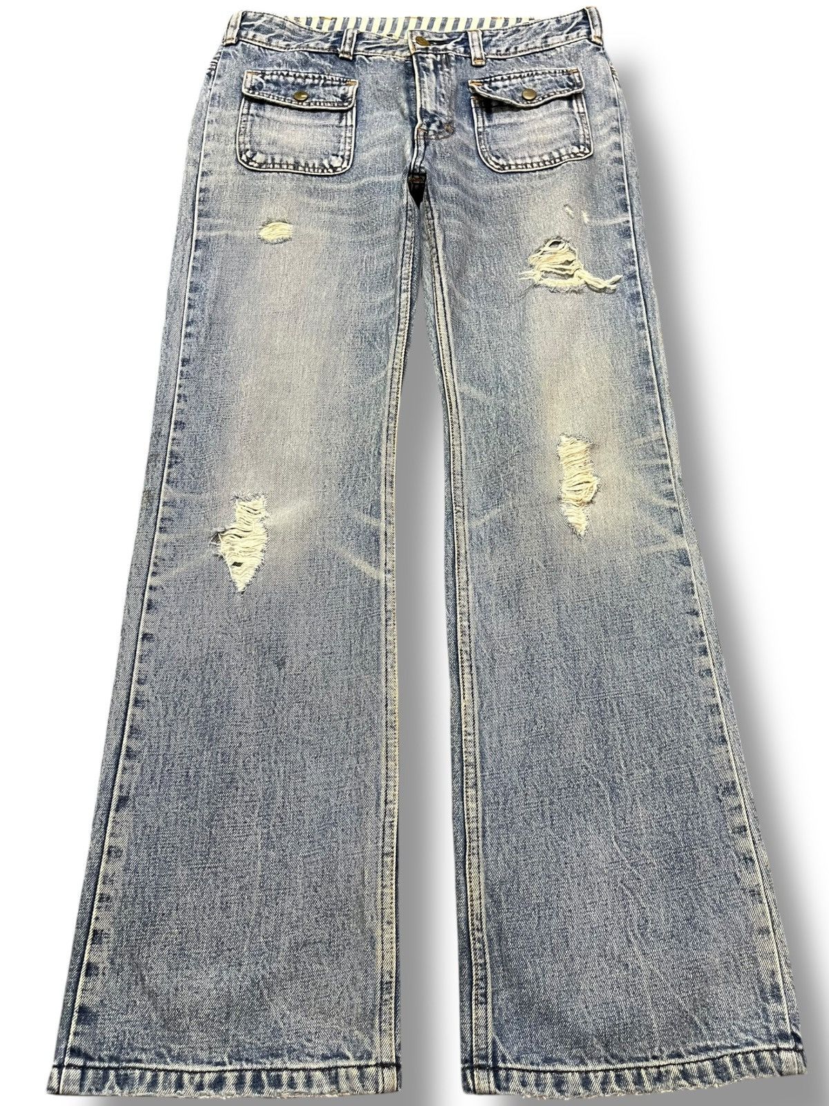 Kenzo Vintage RNA.inc Flare Faded Distressed Bush Pants Denim Size US 31 - 1 Thumbnail