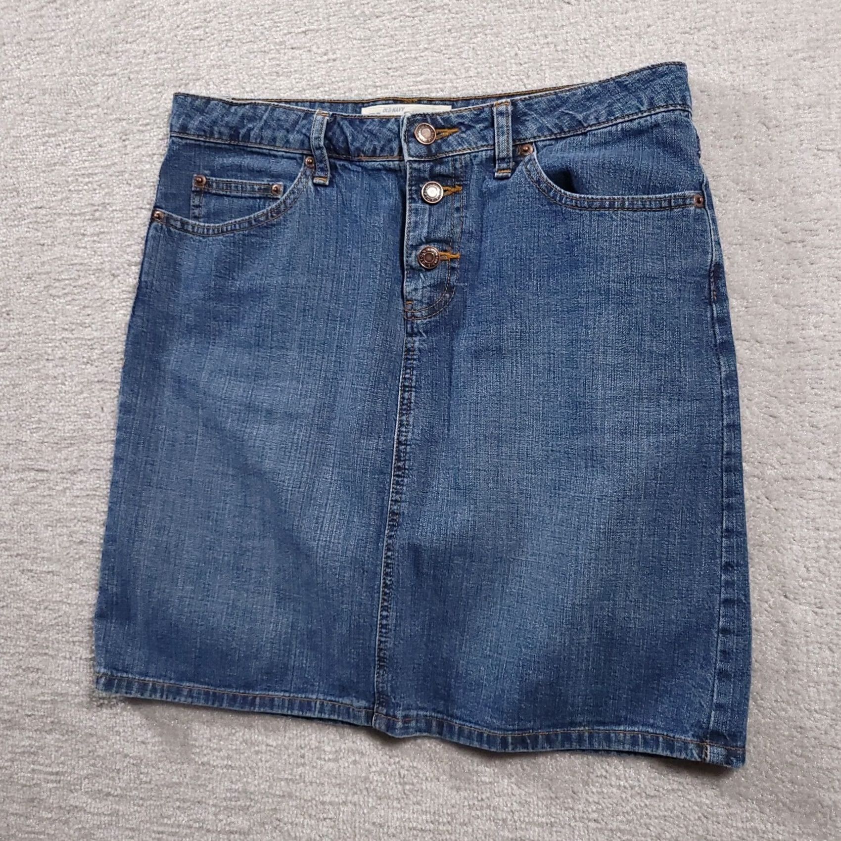 Old Navy Old Navy Skirt 8 Blue Denim Jeans Short Button Fly Women's Size 30" / US 8 / IT 44 - 2 Thumbnail