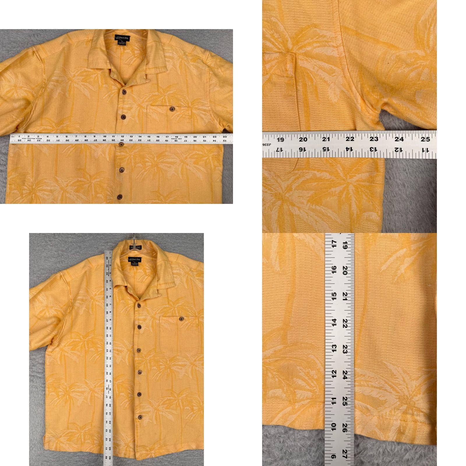 Vintage St. John's Bay Shirt Men Large Orange Palm Tree Hawaiian Rayon Blend Embroidered Button-Up Size US L / EU 52-54 / 3 - 8 Thumbnail