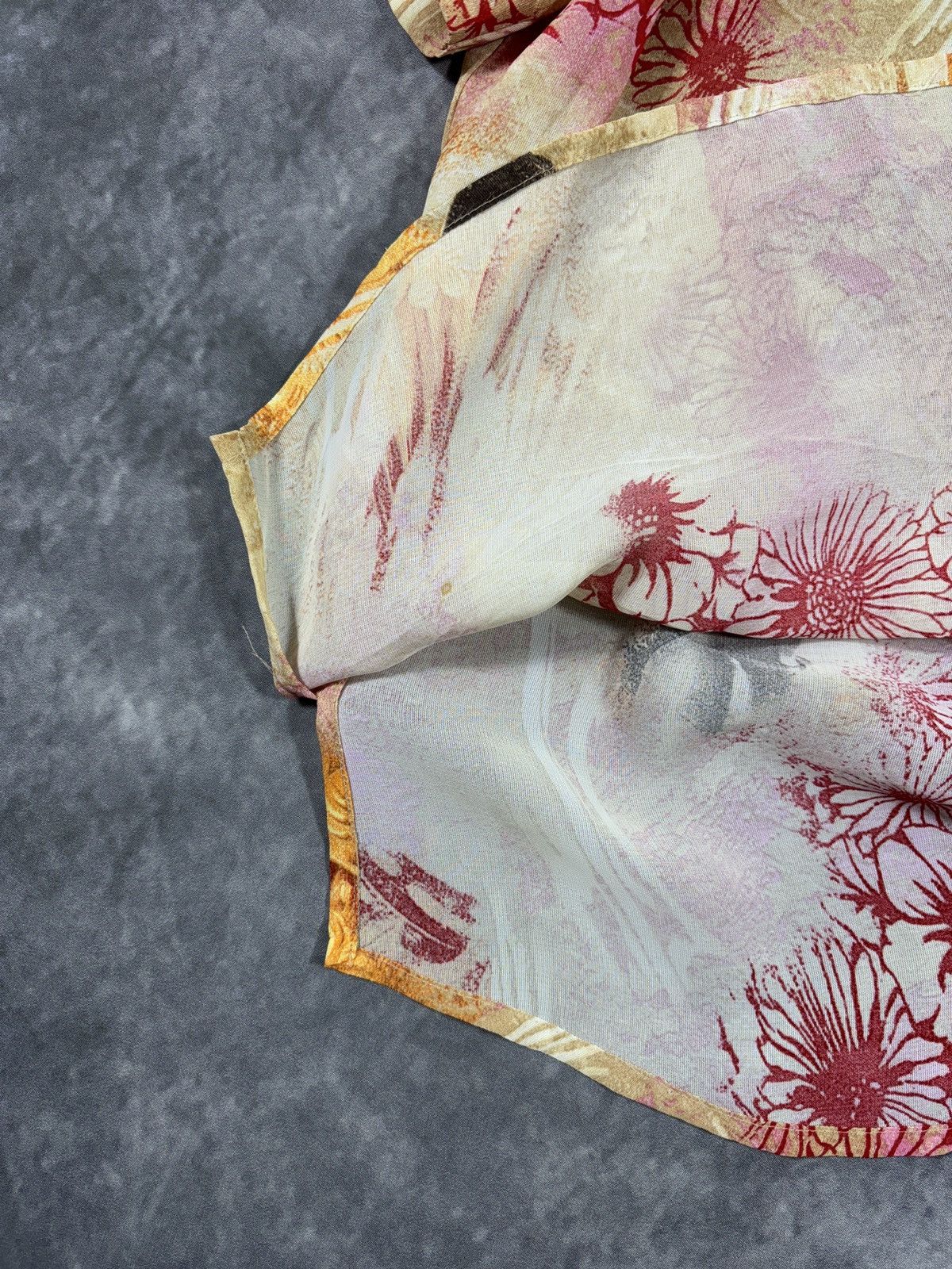 Vintage Vintage Sheer Shirt Shortsleeve Mesh Summer Print Viscose Size US L / EU 52-54 / 3 - 9 Thumbnail