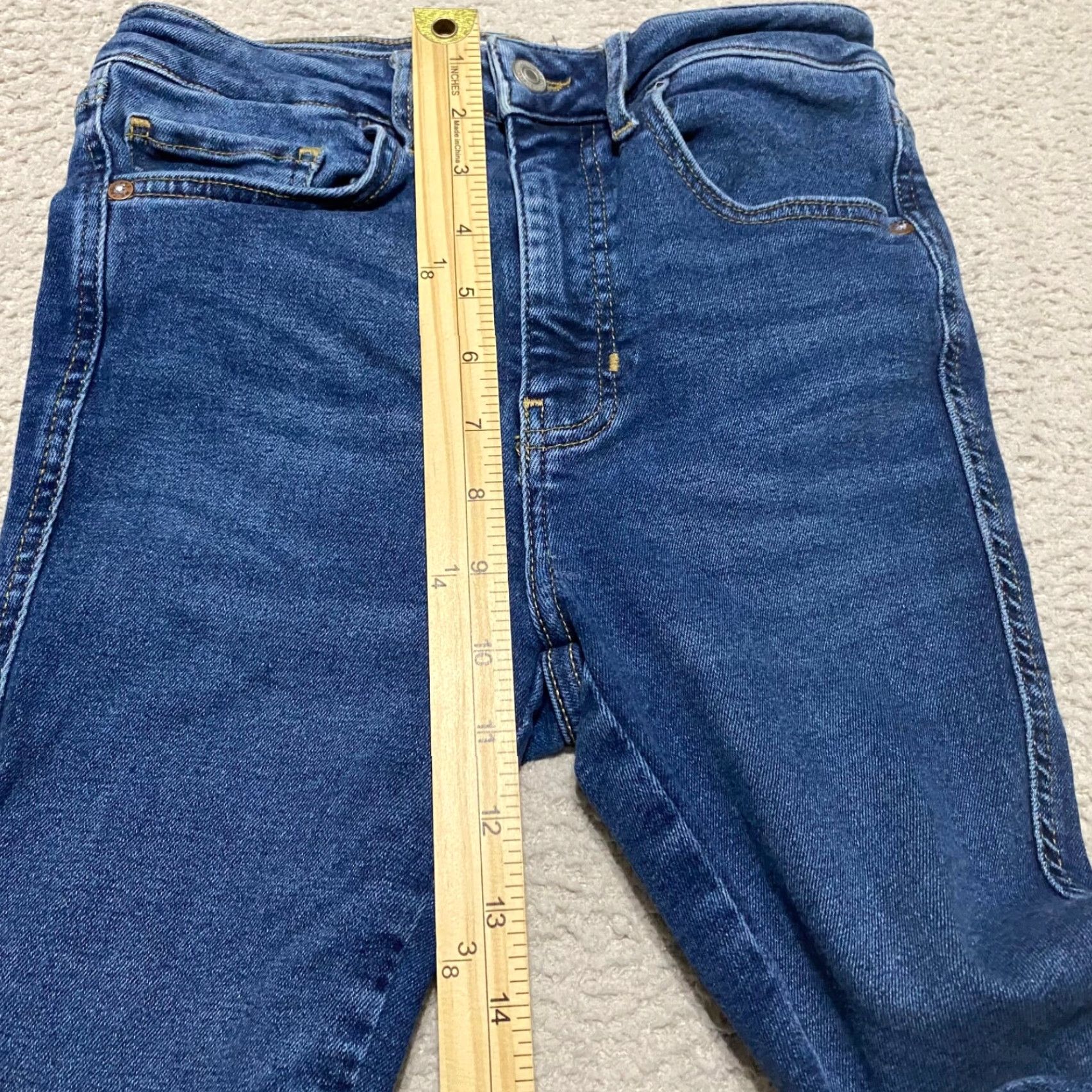 Free People FREE PEOPLE We The Free Jeans Womens 27 Blue Denim Dark Wash Straight High Rise Jeans Size 27" / US 4 / IT 40 - 4 Thumbnail