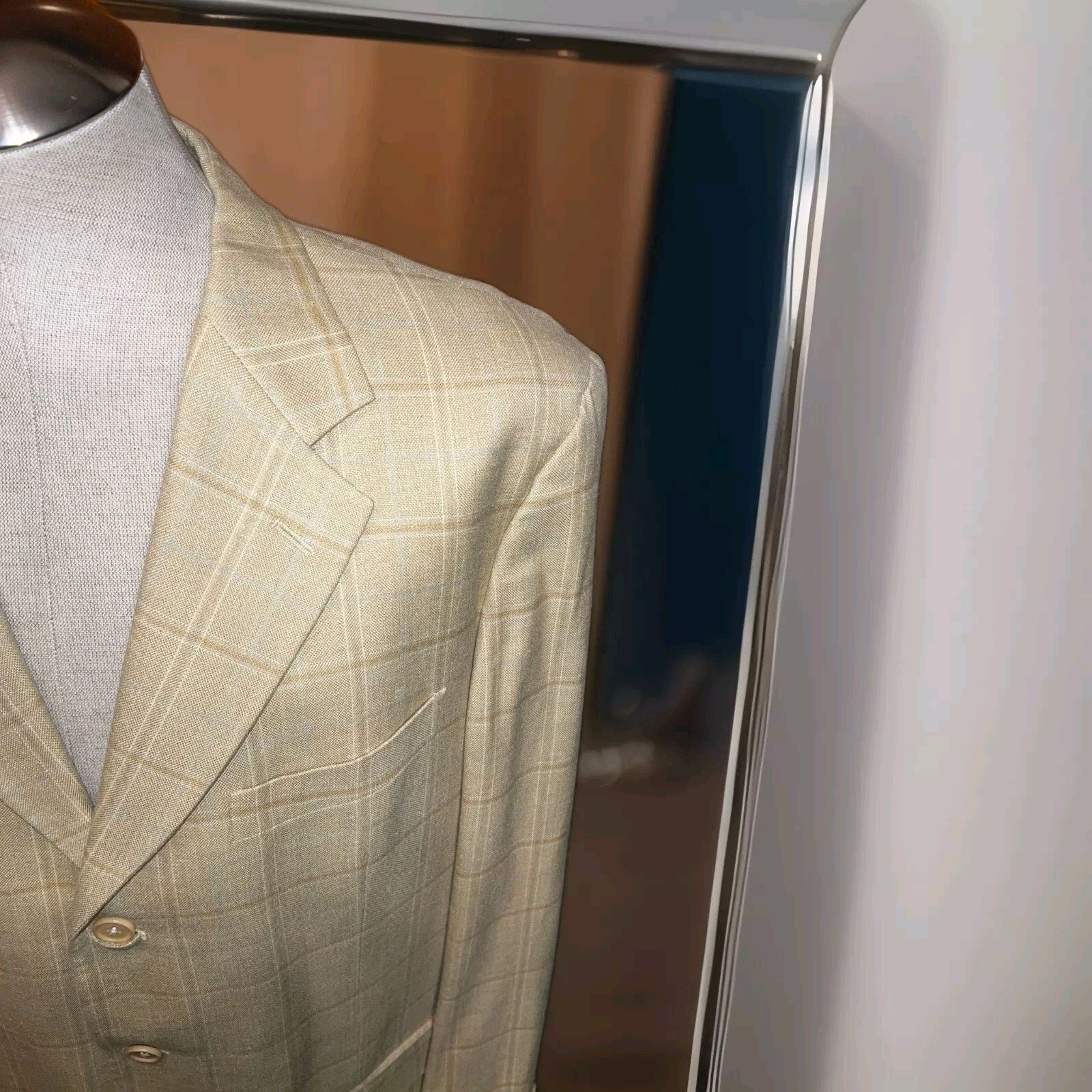 Ermenegildo Zegna ERMENEGILDO ZEGNA Beige 3 Button Mens Blazer 42L US blazer Size 42L - 4 Thumbnail