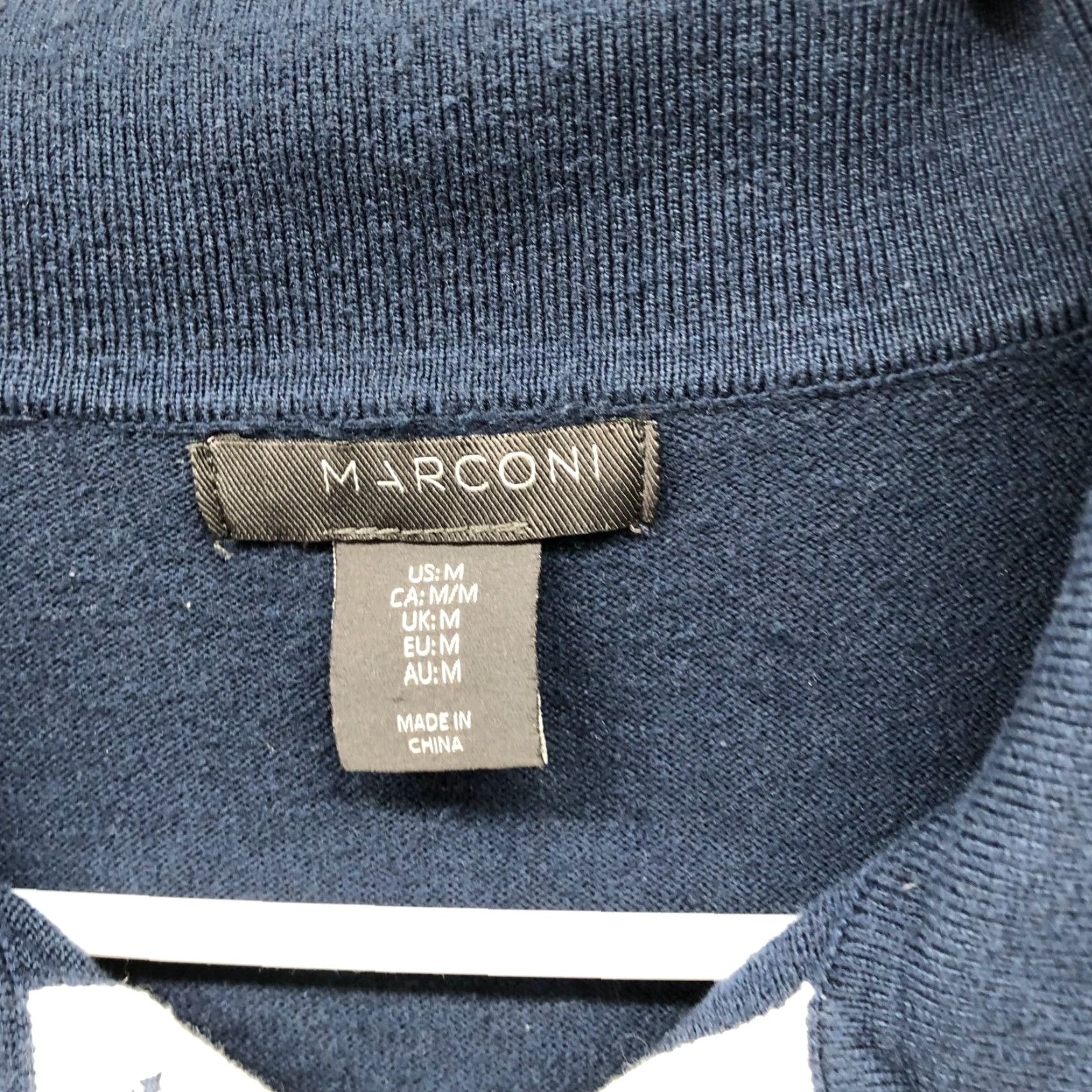 Vintage VINTAGE Marconi Tipped Polo Sweater Mens M Navy Blue White Short Sleeve Knit Size US M / EU 48-50 / 2 - 5 Thumbnail