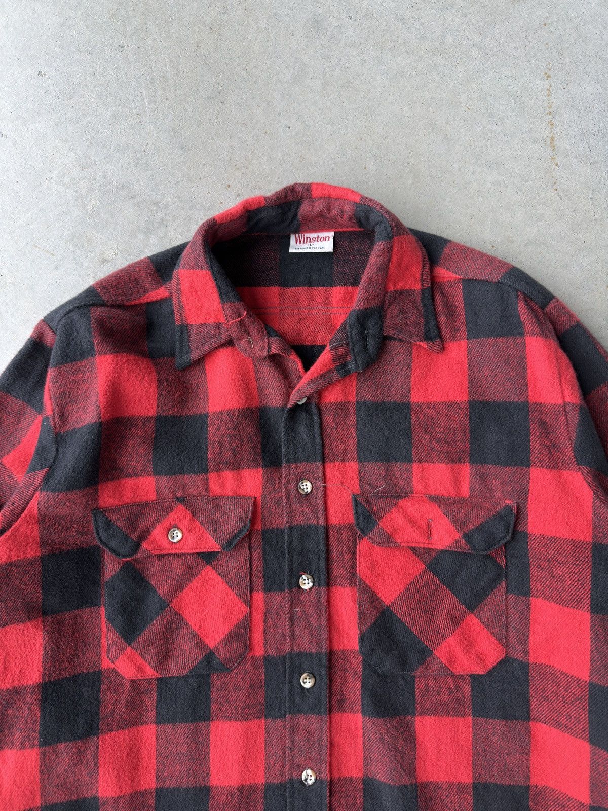 Vintage Vintage 90s Winston Red and Black Plaid Flannel Size US L / EU 52-54 / 3 - 3 Thumbnail
