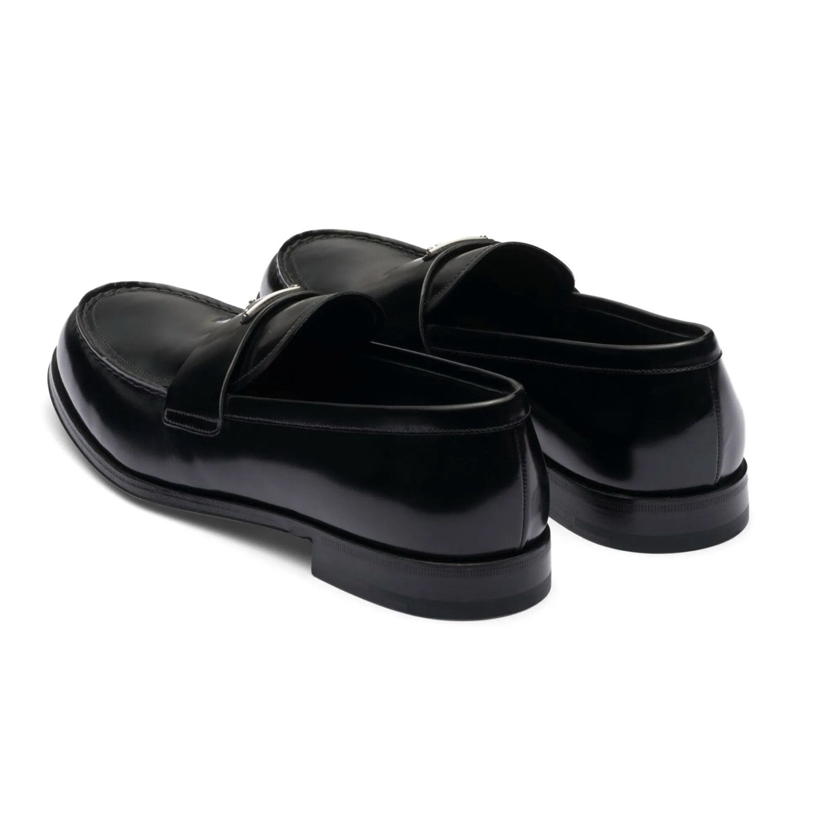 Prada Prada Black Brushed Leather Triangle Loafer US 13 Size US 13 / EU 46 - 17 Thumbnail