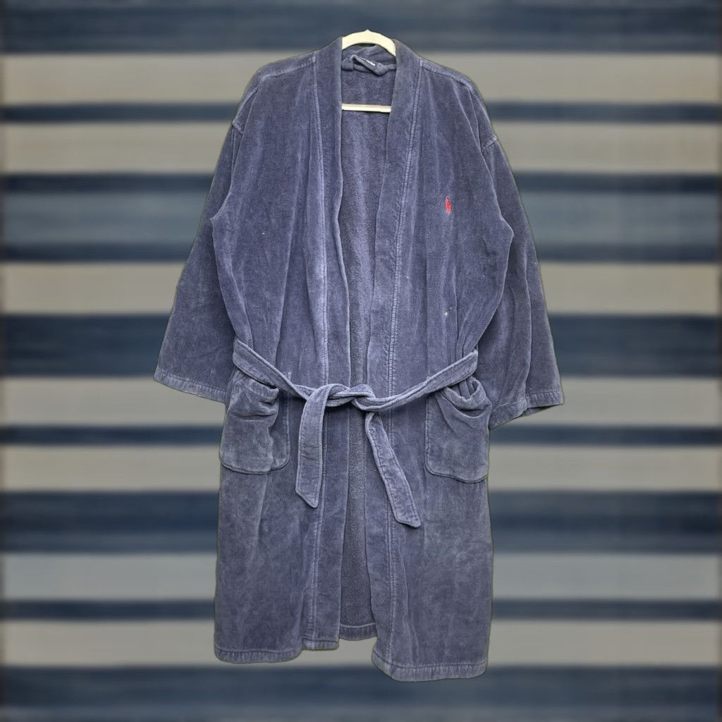 Polo Ralph Lauren Polo Ralph Lauren Robe Bath Mens Small Blue Heavy Terry Shawl Belted Lounge Size US S / EU 44-46 / 1 - 1 Thumbnail