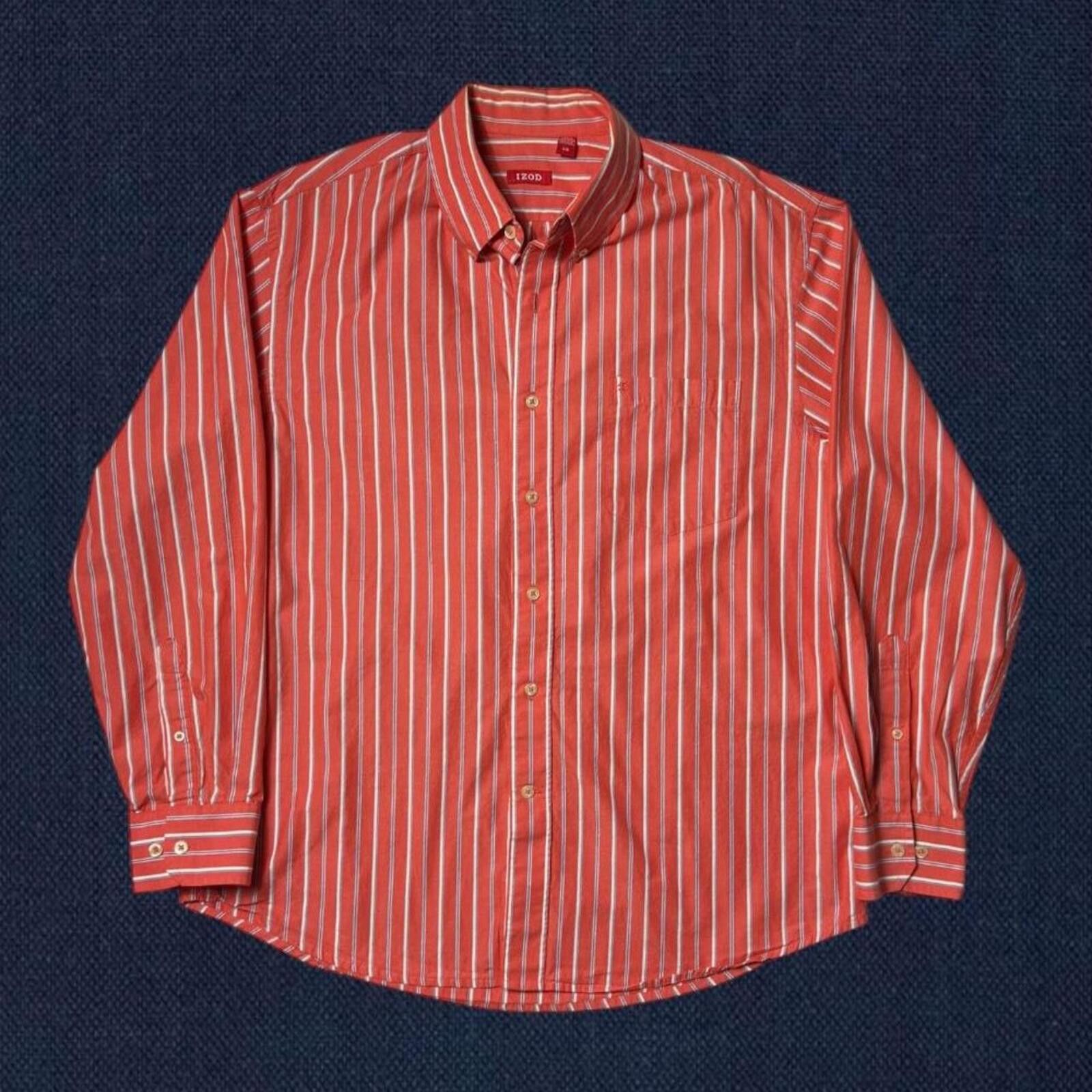 Izod IZOD striped button down shirt large red white cotton Size US L / EU 52-54 / 3 - 1 Thumbnail
