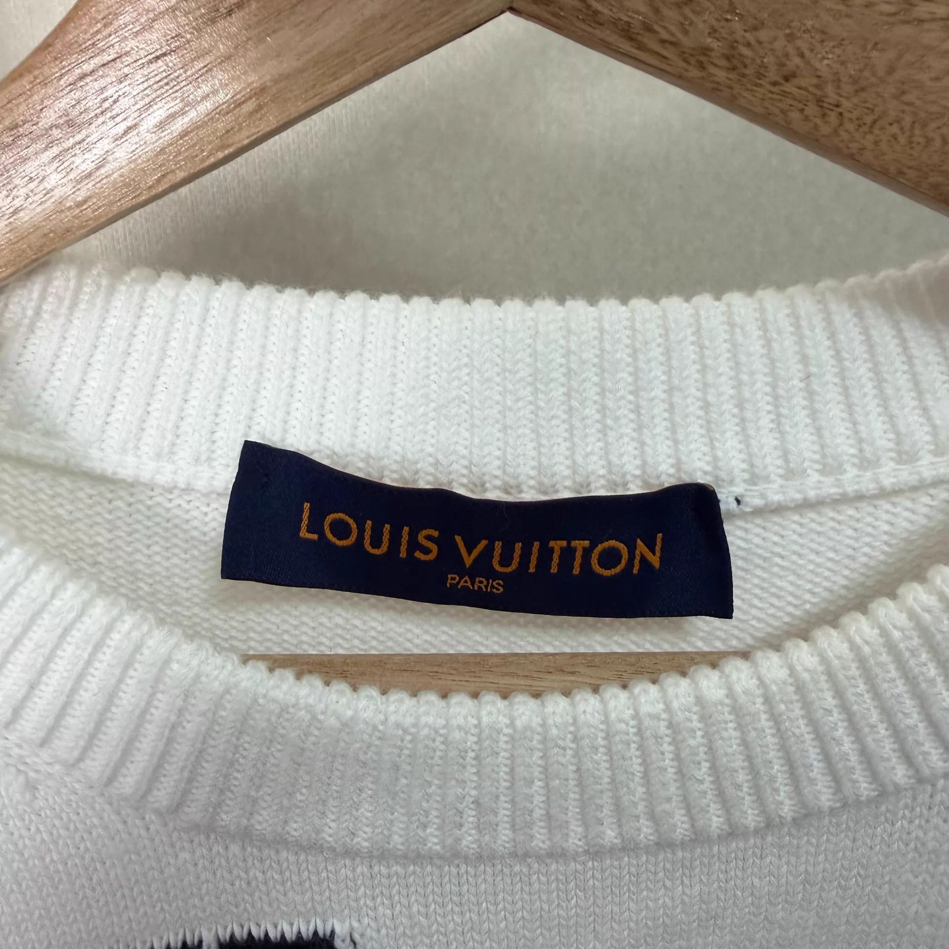 Louis Vuitton LOUIS VUITTON Men's White Monogram Jacquard Pullover Size US XL / EU 56 / 4 - 4 Thumbnail