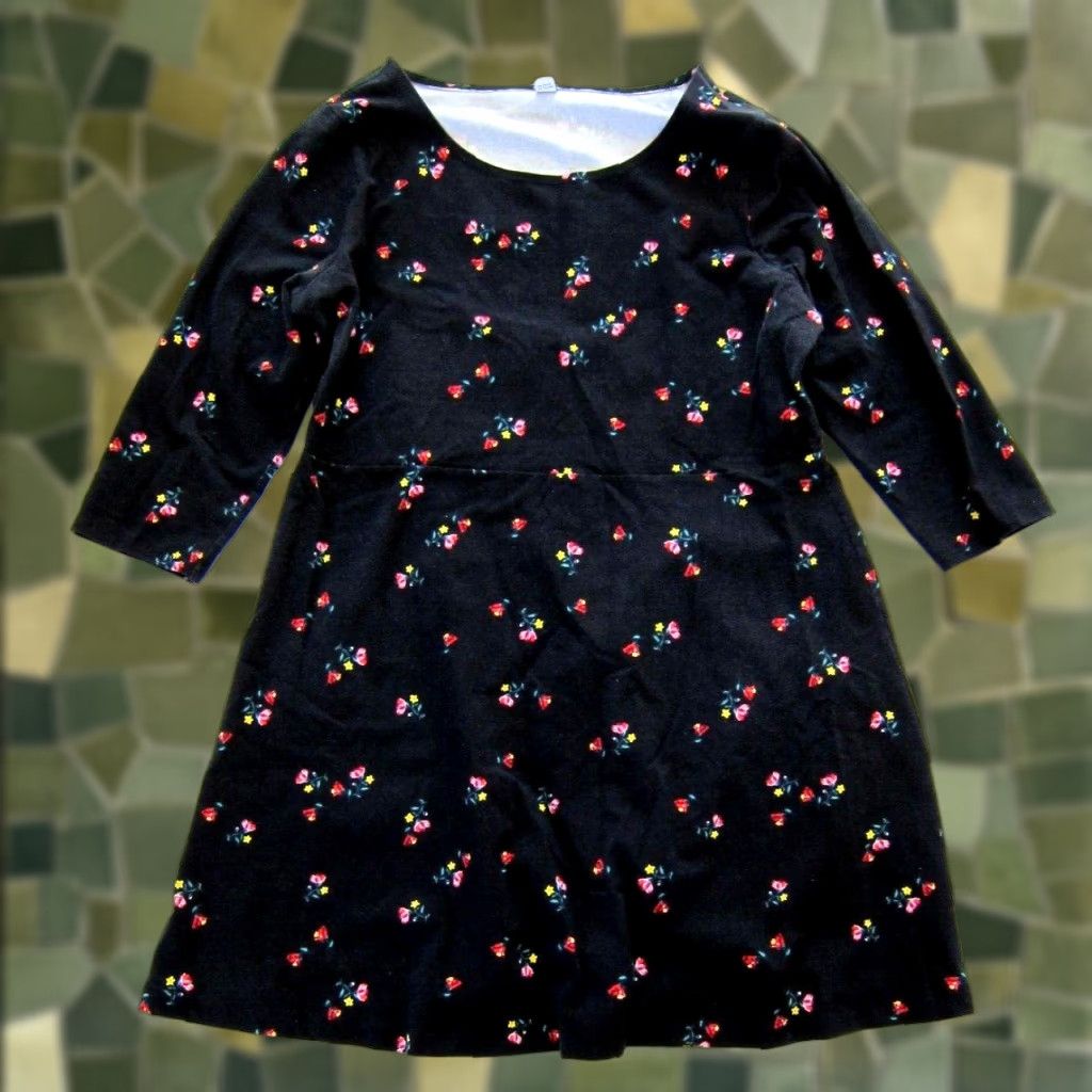 Old Navy Old Navy Black Floral Cotton Jersey Stretch 3/4 Sleeve Sheath Tunic Dress 2XL Size XXL / US 16-18 / IT 52-54 - 1 Thumbnail