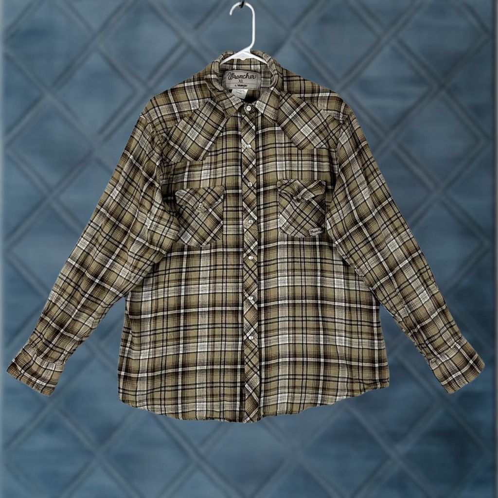 Wrangler VINTAGE Wrangler Wrancher Western Shirt Mens XL Long Sleeve Brown Plaid Pearl Snap Top Size US XL / EU 56 / 4 - 1 Thumbnail