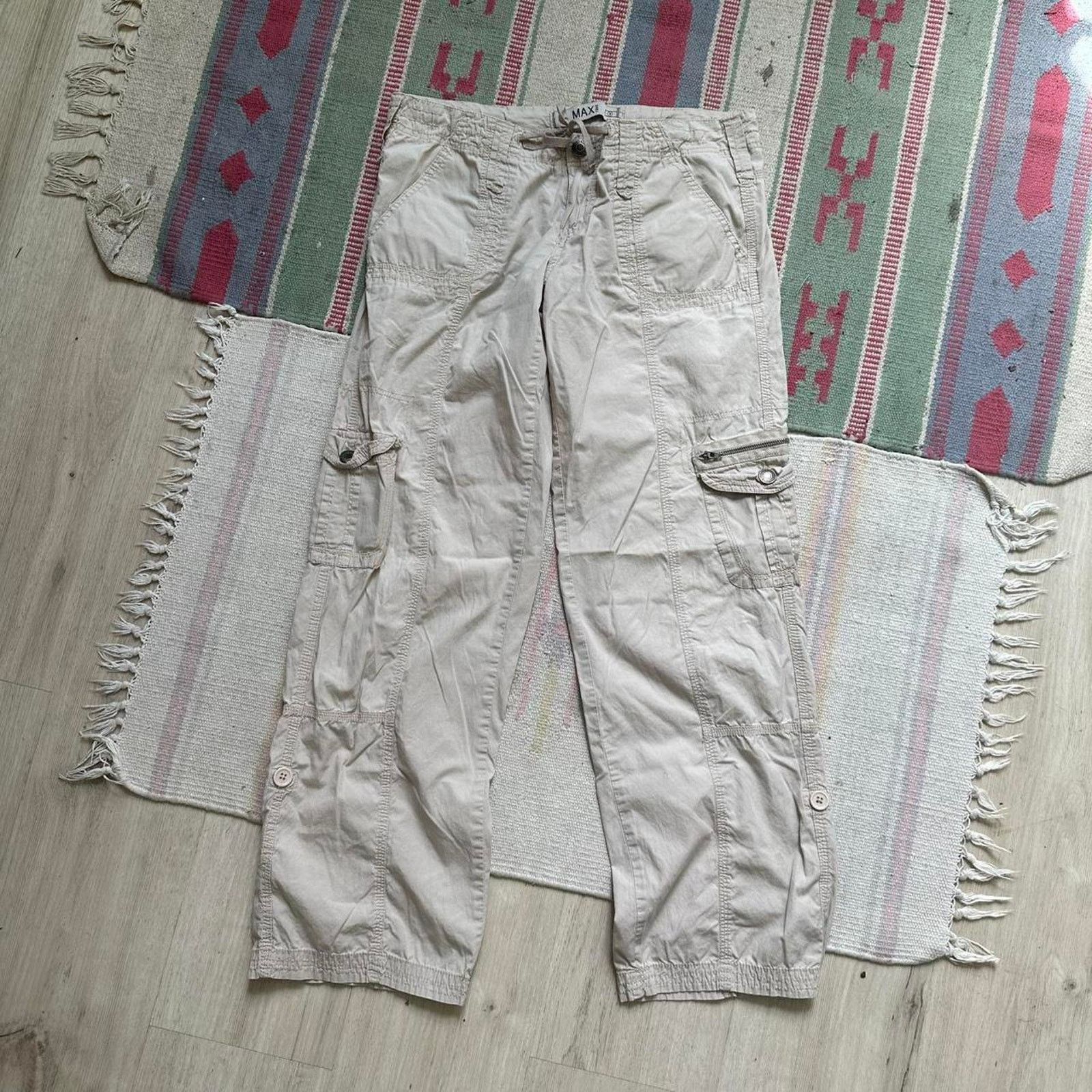 Vintage Vintage Y2K Tan Khaki Max Rave Cargo Utility Capris Pants Size 30" / US 8 / IT 44 - 4 Thumbnail