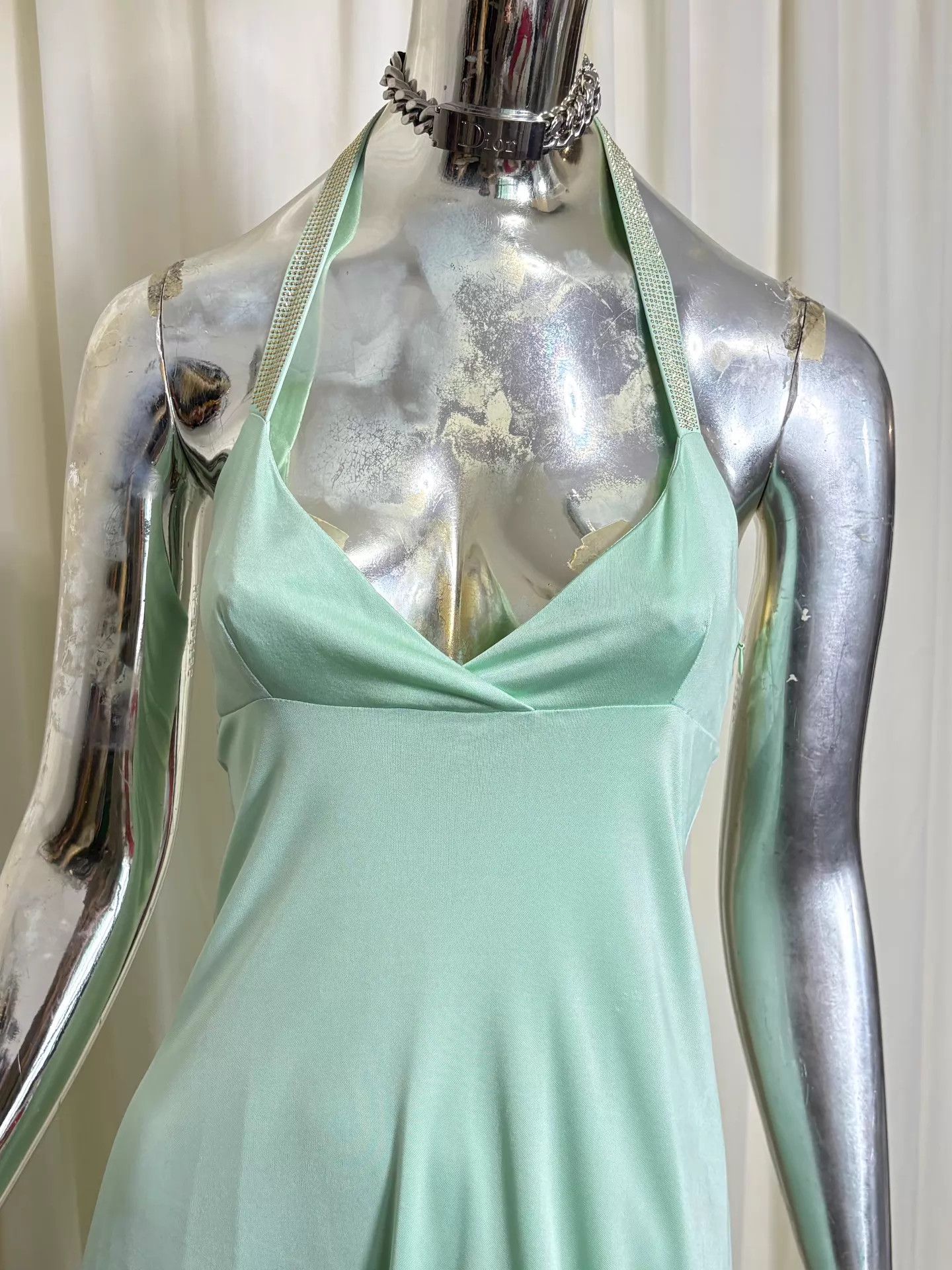 Versace Versace Versus Y2K mint green crystal-halter dress 40 Size S / US 4 / IT 40 - 3 Thumbnail