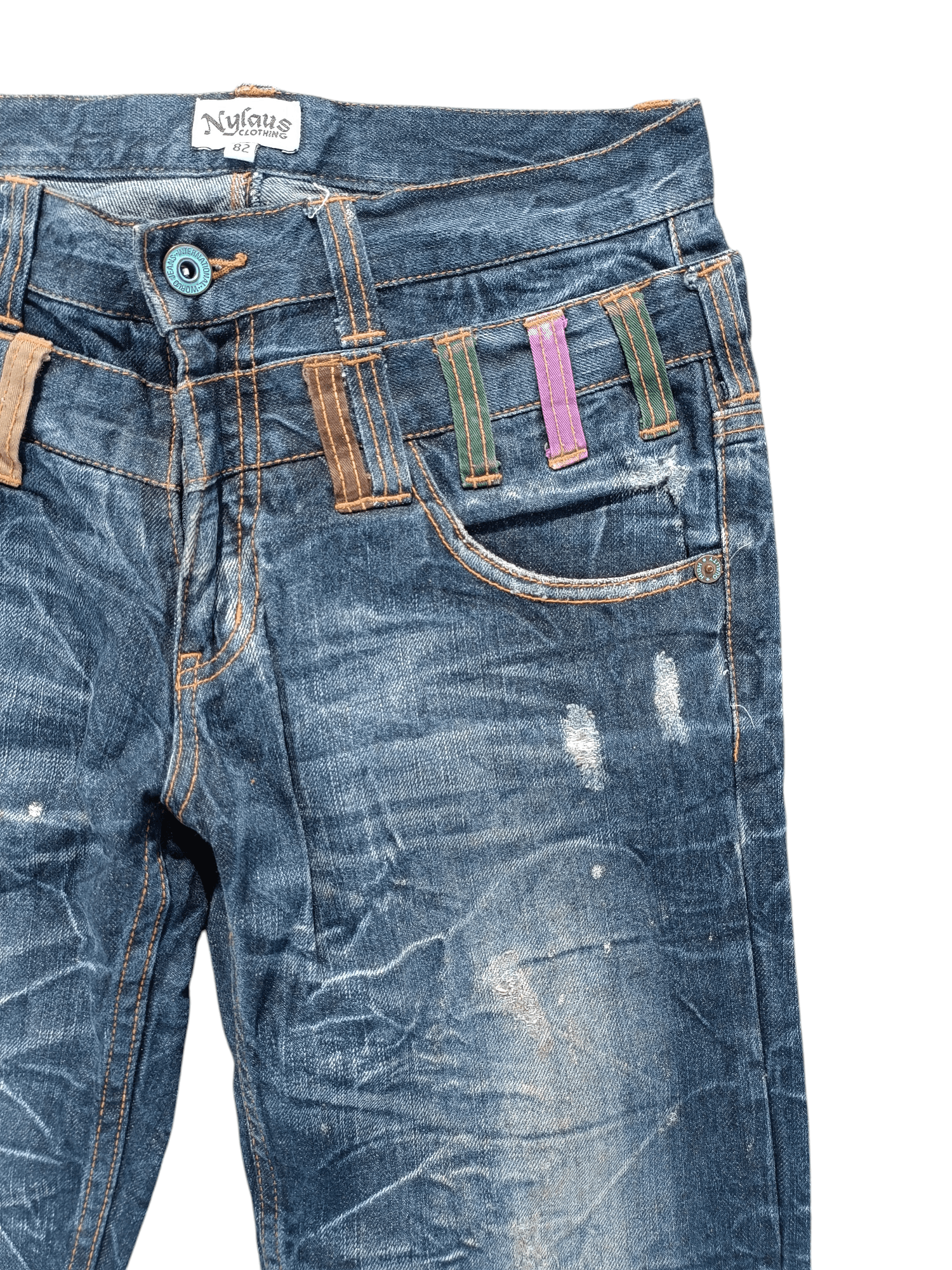 If Six Was Nine 💥VINTAGE NYLAUS JEANS DOUBLE WAIST DESIGN RARE Size US 32 / EU 48 - 15 Thumbnail