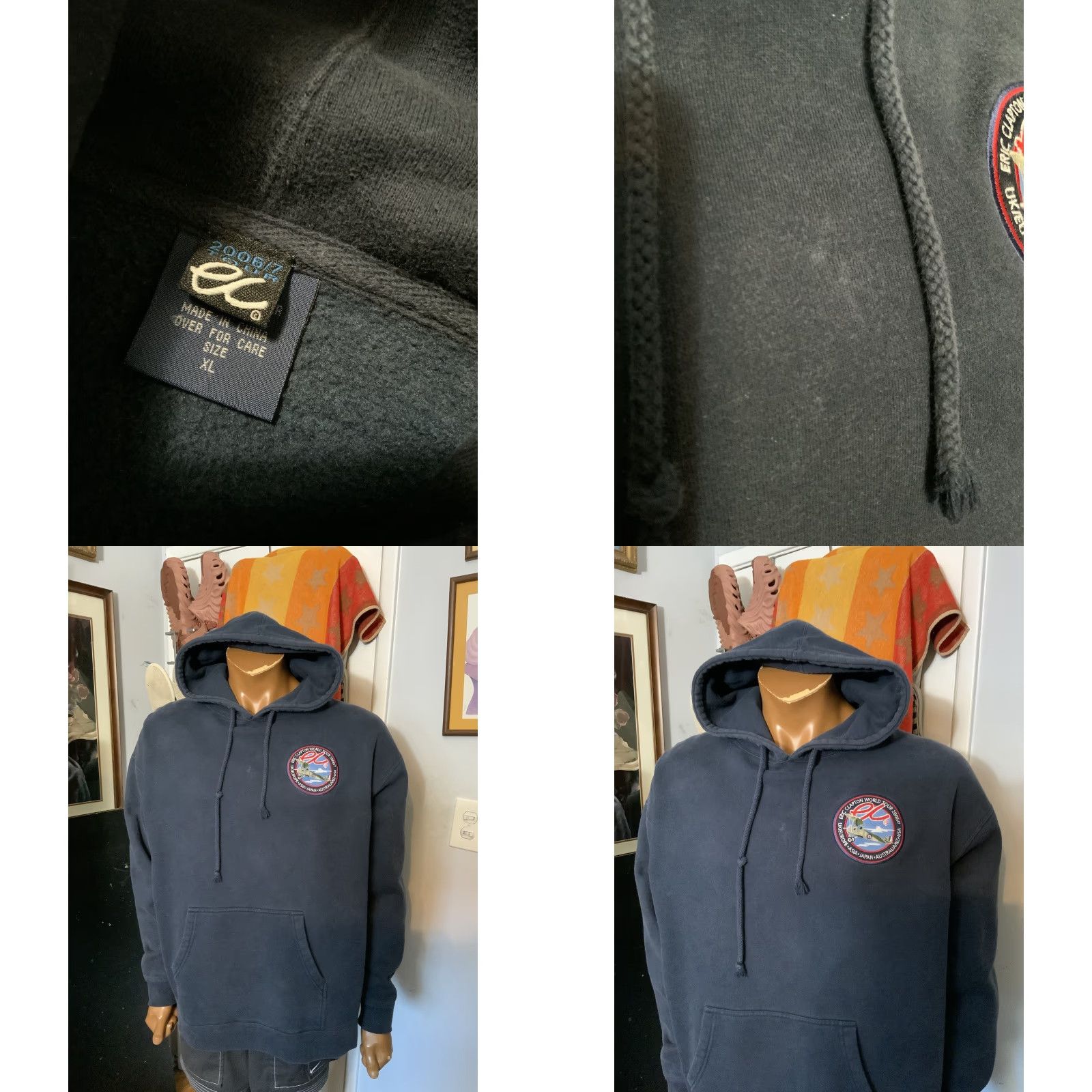 Vintage VINTAGE Eric Clapton 2006/07 World Tour Official Merch Navy Blue Pullover Hoodie XL Mens Size US XL / EU 56 / 4 - 8 Thumbnail