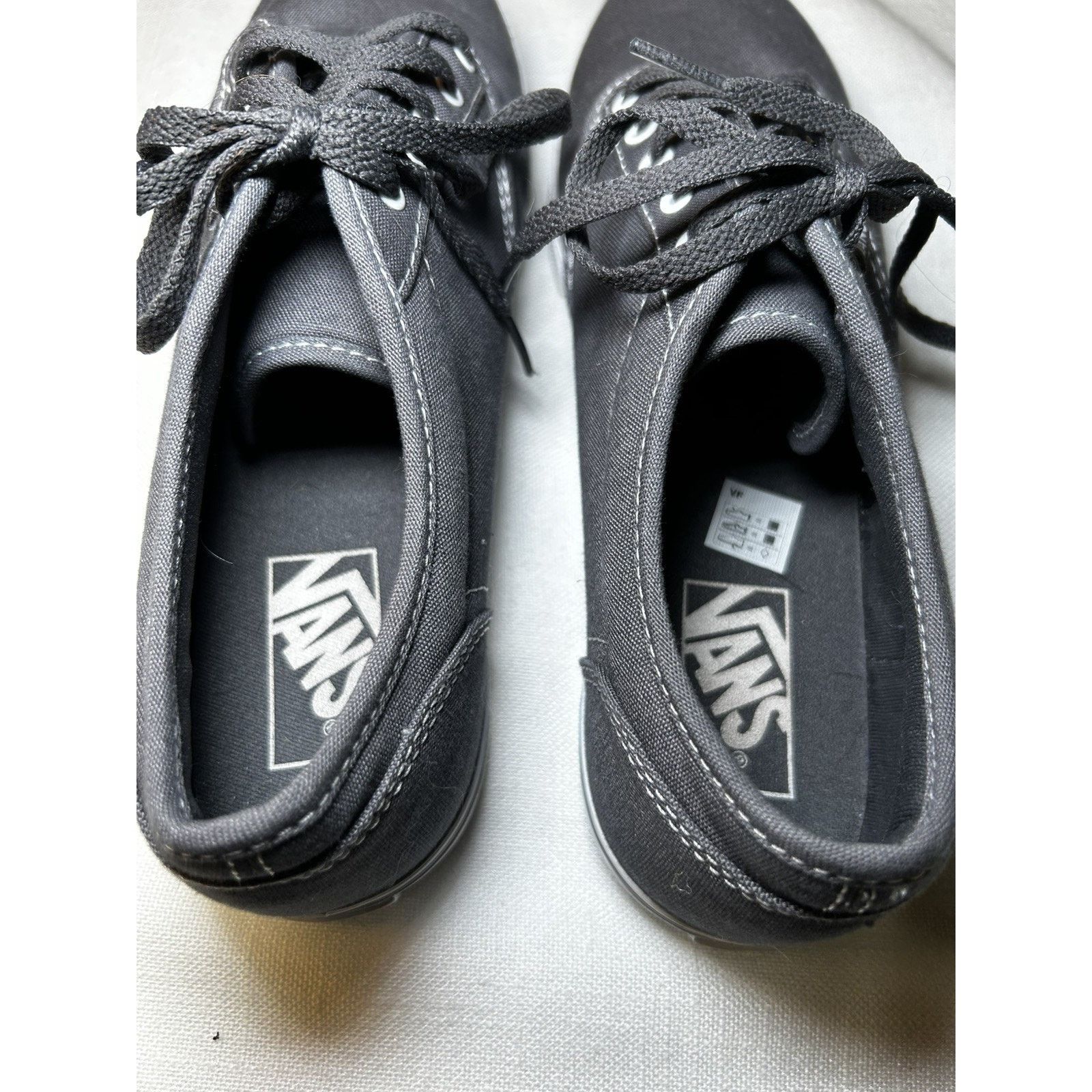 Vans Vans Women 9 Off The Wall Sneakers Gray Canvas Lace Up Round Size US 9 / IT 39 - 7 Thumbnail