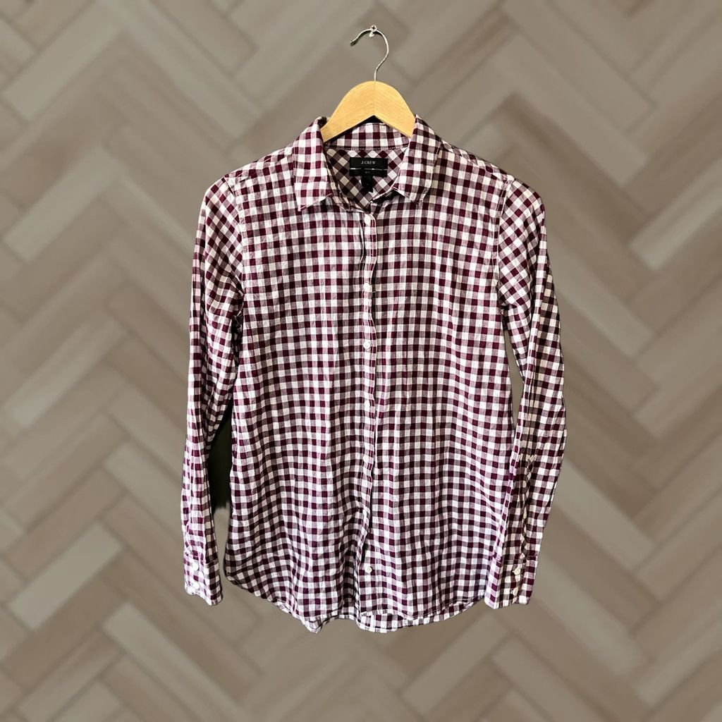 J.Crew J.CREW Womens Red Checkered Long Sleeve Button-Up Boy Fit Size 4 Shirt Size S / US 4 / IT 40 - 1 Thumbnail