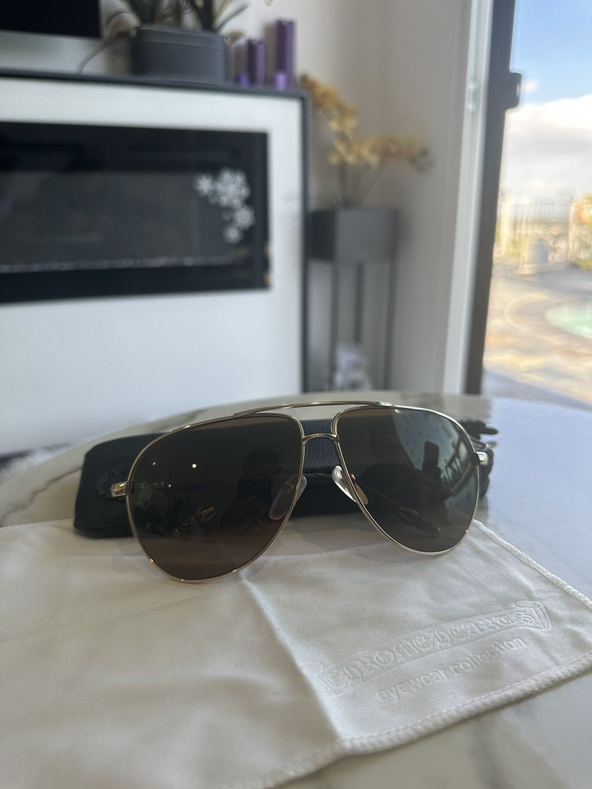 image of Chrome Hearts Sunglasses in Gold, Men's