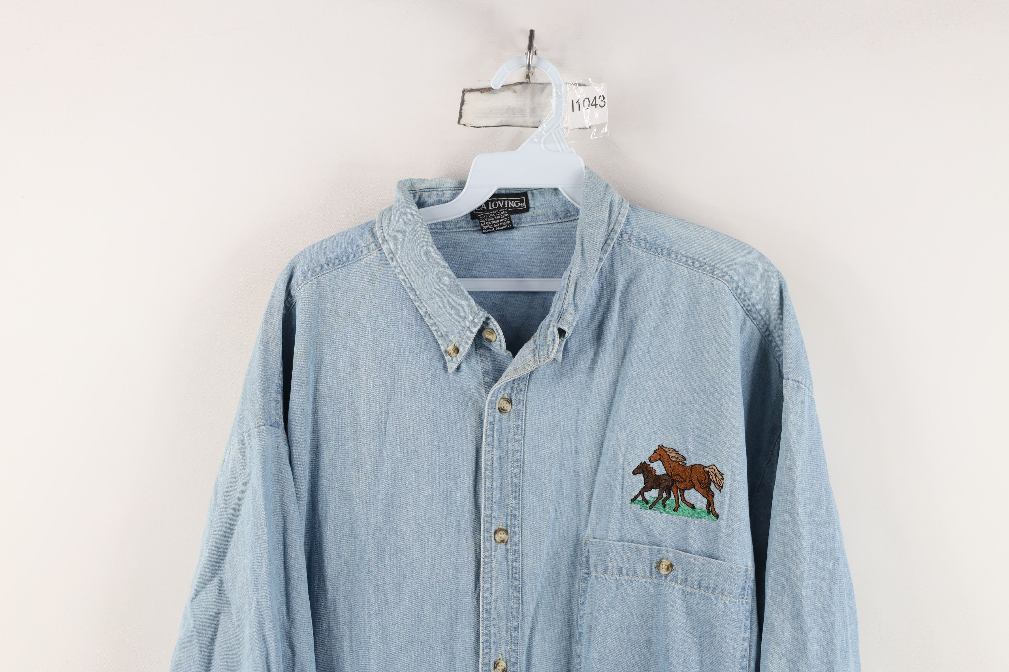 Vintage Vintage 90s Streetwear Equestrian Denim Button Down Shirt Size US XXL / EU 58 / 5 - 2 Thumbnail