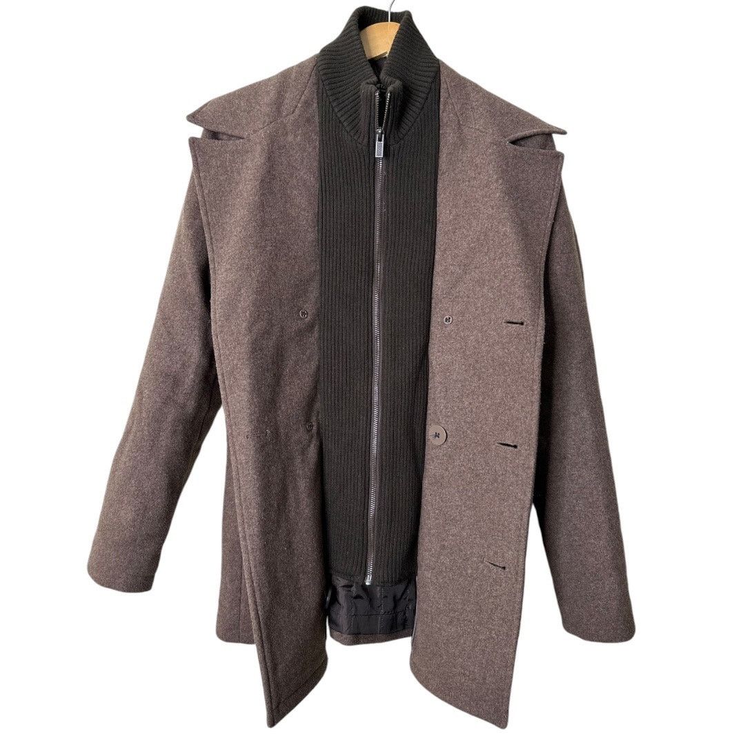 Kenneth Cole Mens Small Kenneth Cole Double Breasted Wool Brown Pea coat Size US S / EU 44-46 / 1 - 9 Thumbnail