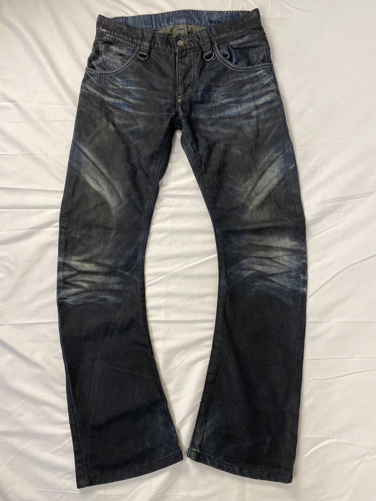 BUFFALO BOBS ✨ Archive Buffalo Bobs Curve Spiral Waxed Flared Punk Denim Size US 30 / EU 46 - 5 Thumbnail