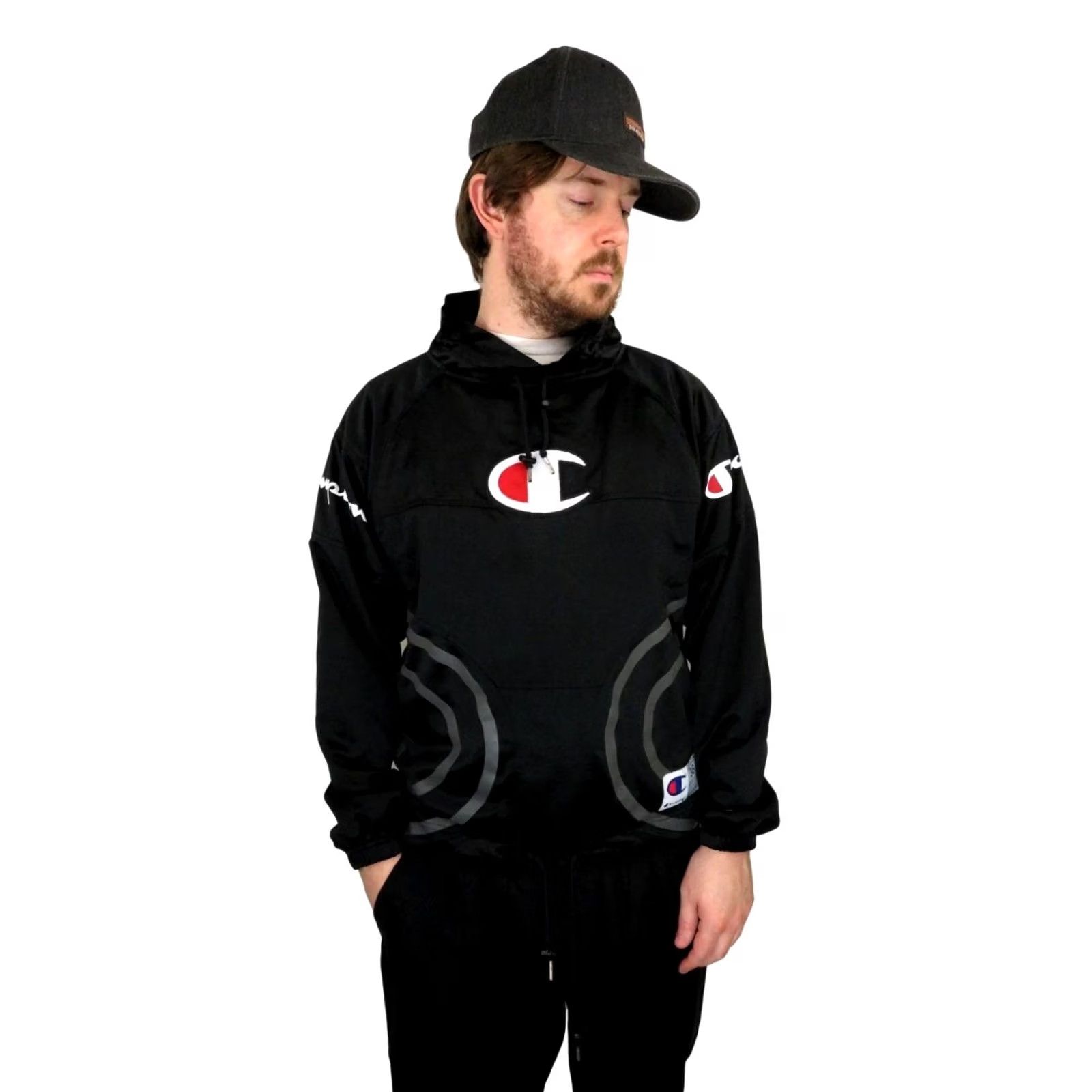 Champion VINTAGE Champion Pullover Sweatshirt Mens Small 36 Black Logo Streetwear Jacket Size US S / EU 44-46 / 1 - 2 Thumbnail