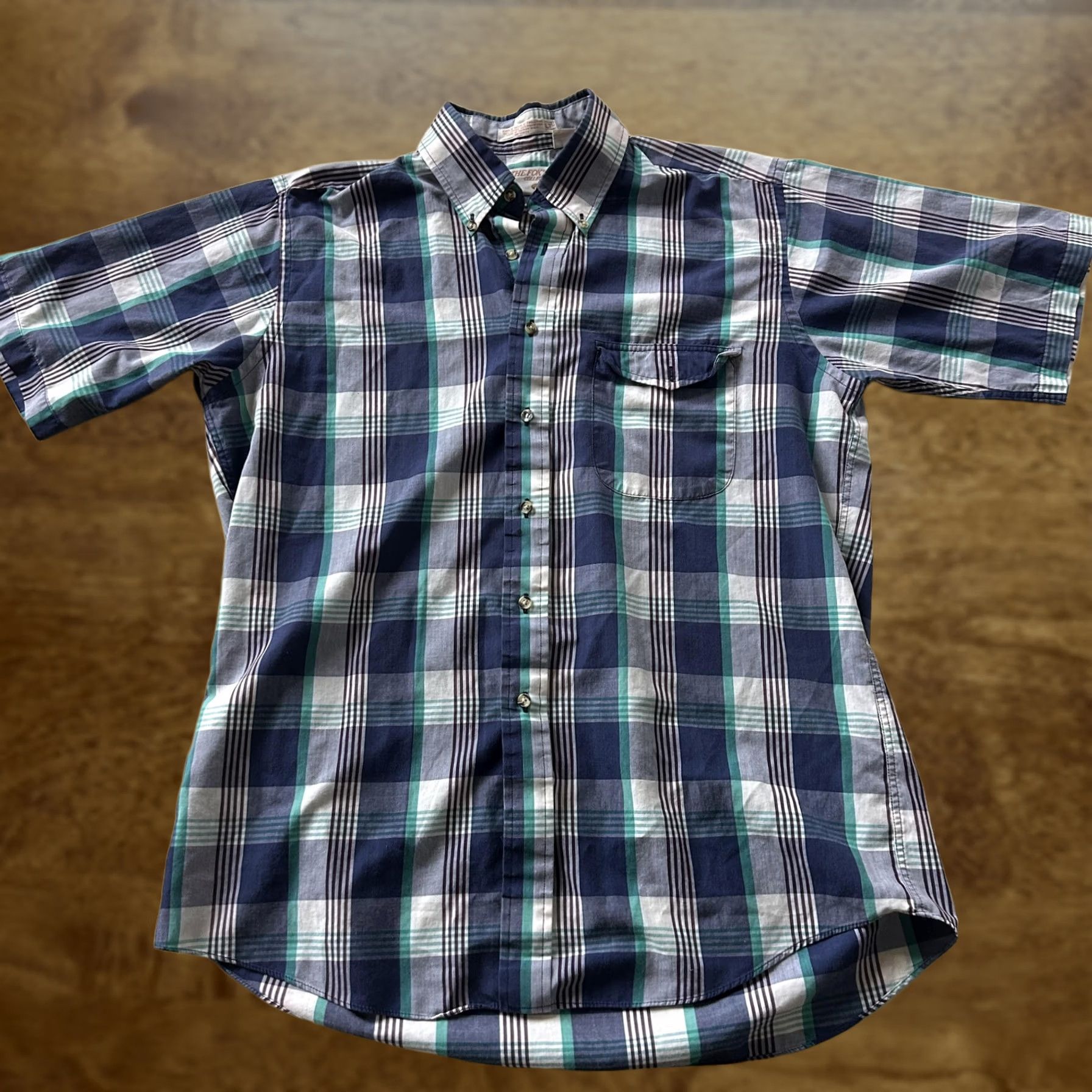Vintage VINTAGE The Fox Collection Shirt Mens LT Blue Plaid Short Sleeve Button Up Size US L / EU 52-54 / 3 - 1 Thumbnail