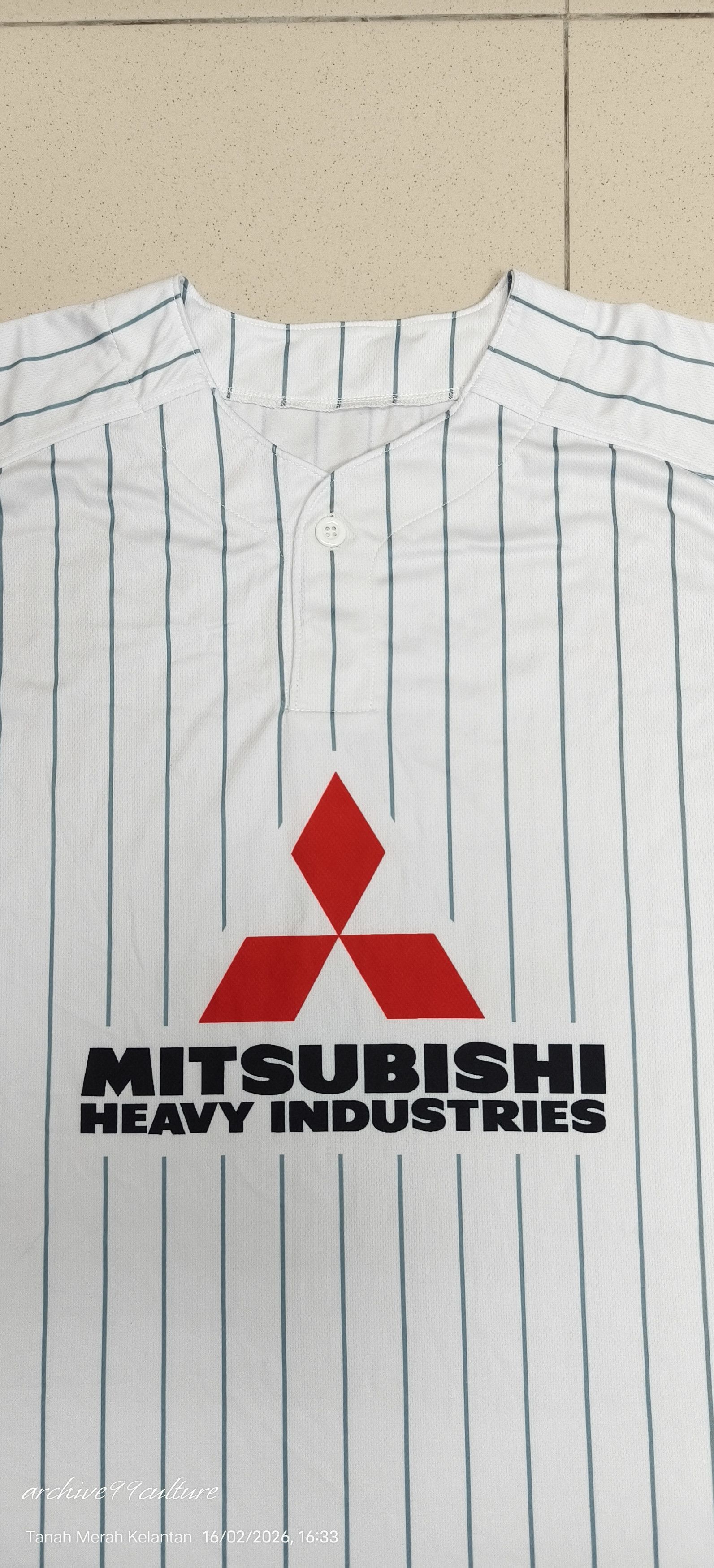 Japanese Brand RARE Mitsubishi Heavy Industries Pinstripe Baseball Jersey Size US XL / EU 56 / 4 - 11 Thumbnail