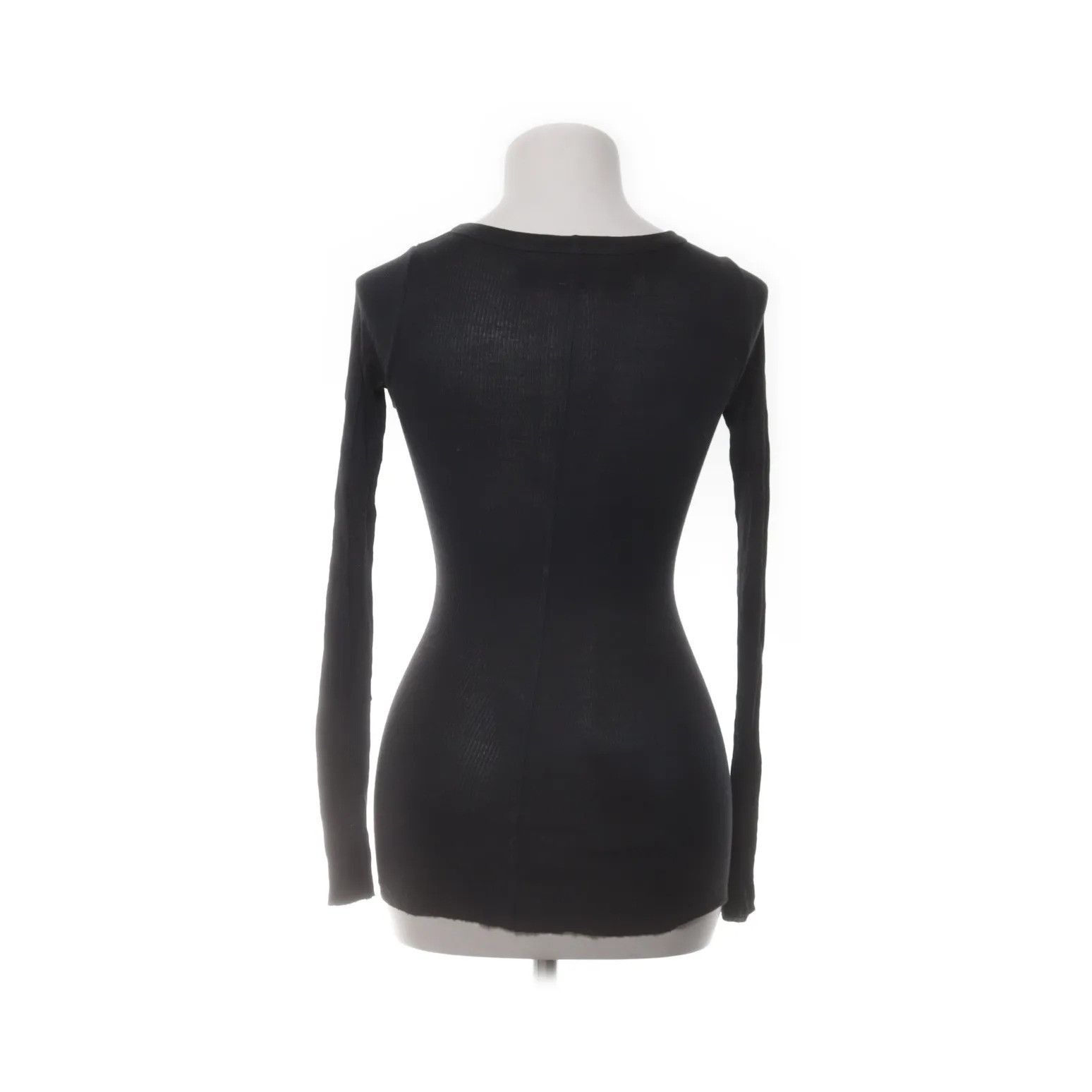 Enza Costa Ribbed Long Sleeve Top, Black Size XS / US 0-2 / IT 36-38 - 2 Thumbnail