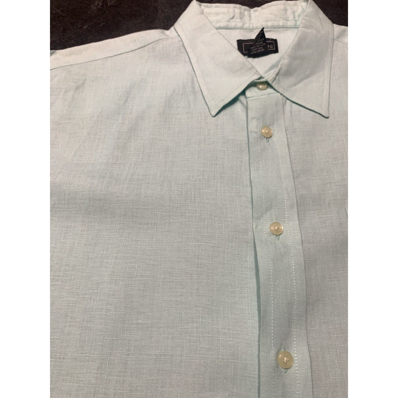 Vintage VINTAGE Cezani Linen Button-Up Shirt Mint Green XL Short Sleeve Mens Size US XL / EU 56 / 4 - 4 Thumbnail